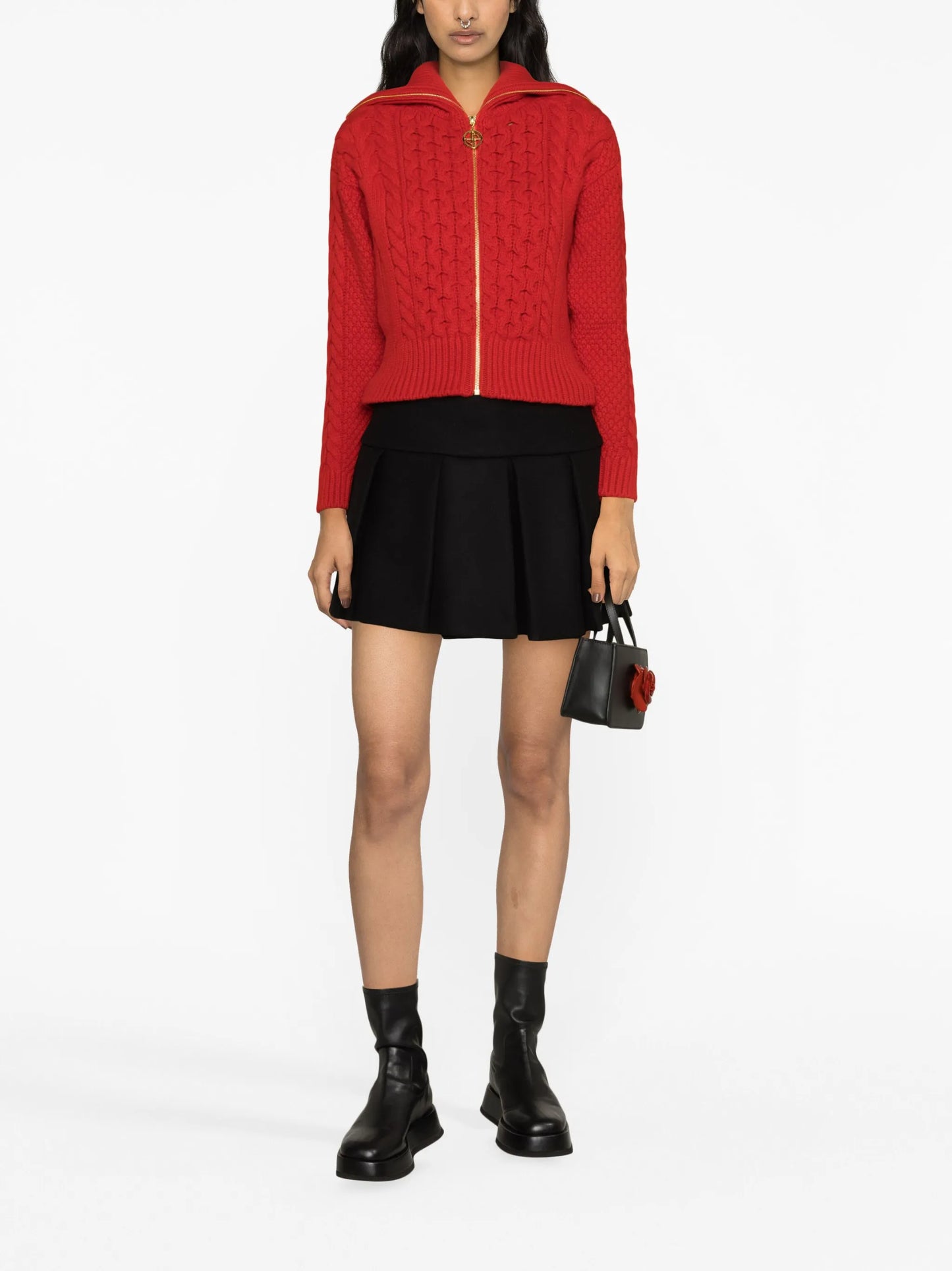 cable-knit wool-blend cardigan