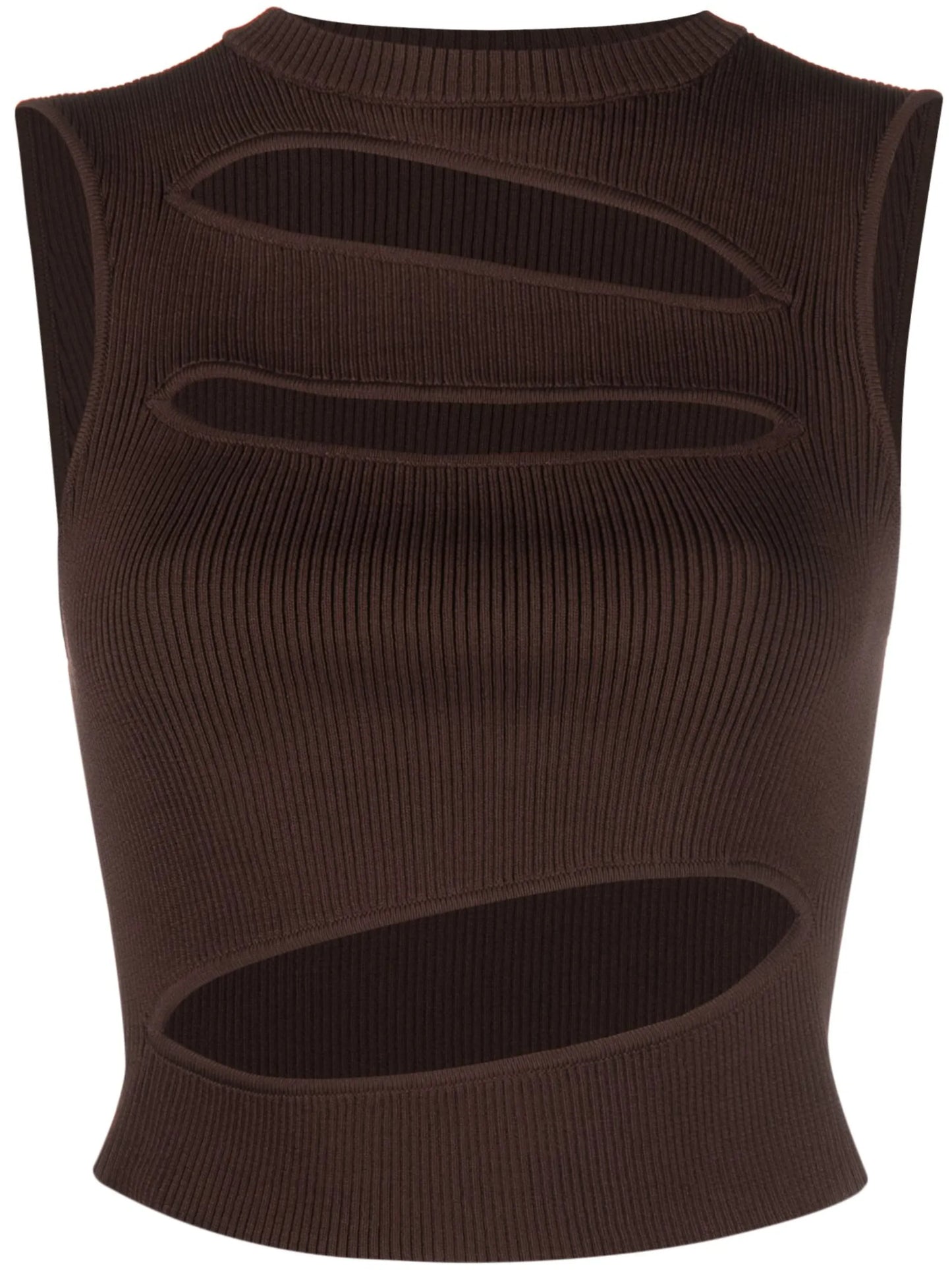 cut-out ribbed-knit top