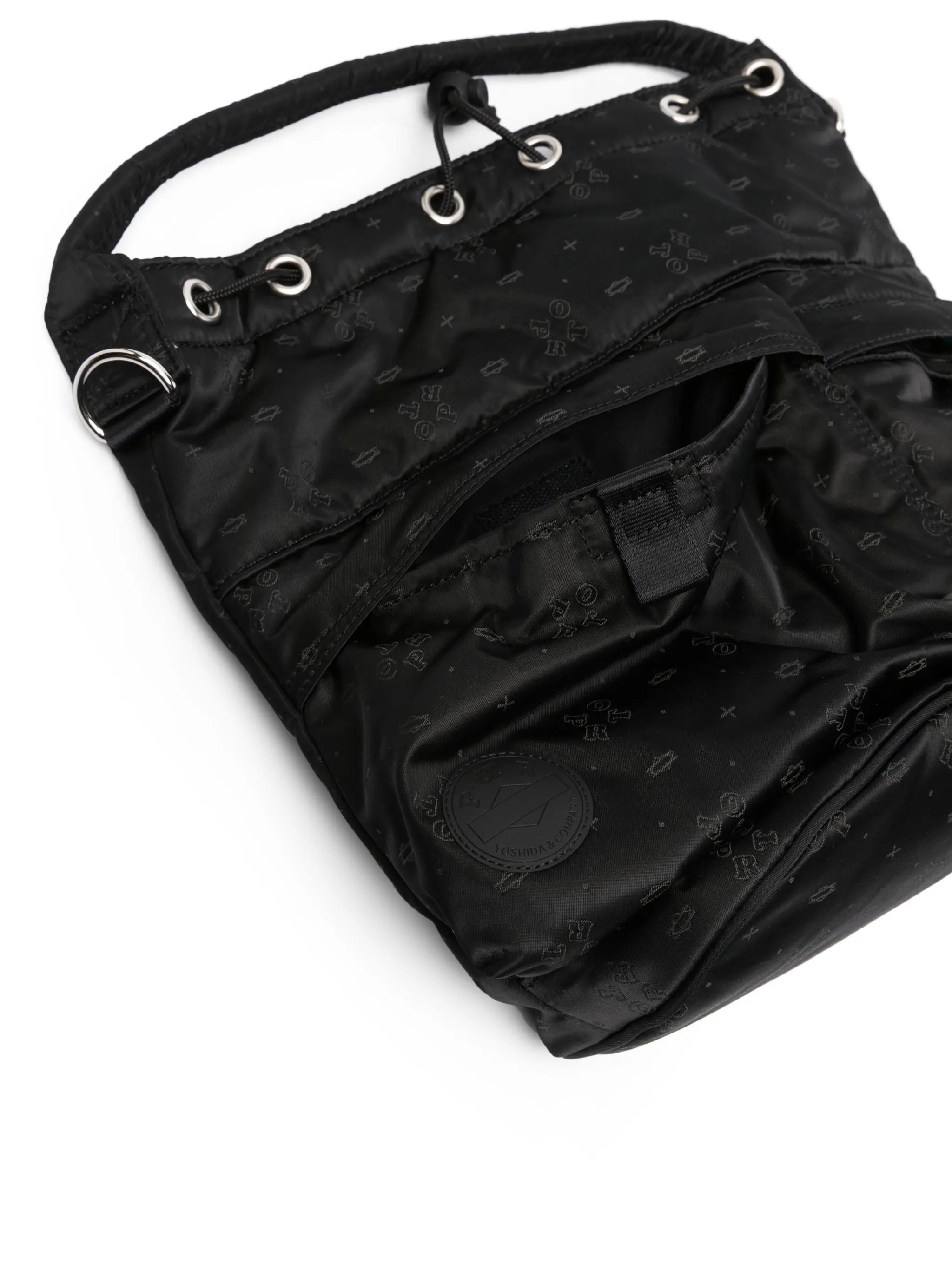 monogram-print drawstring tote bag