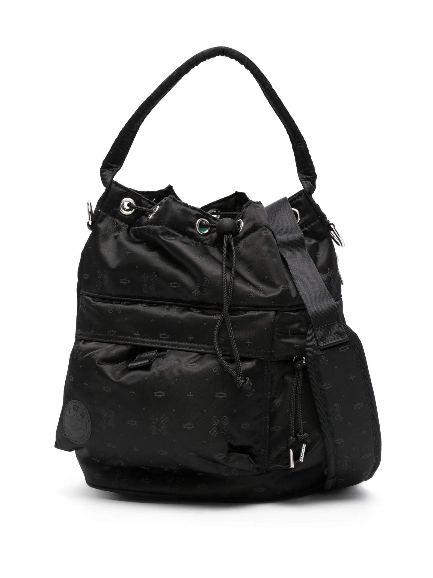 monogram-print drawstring tote bag