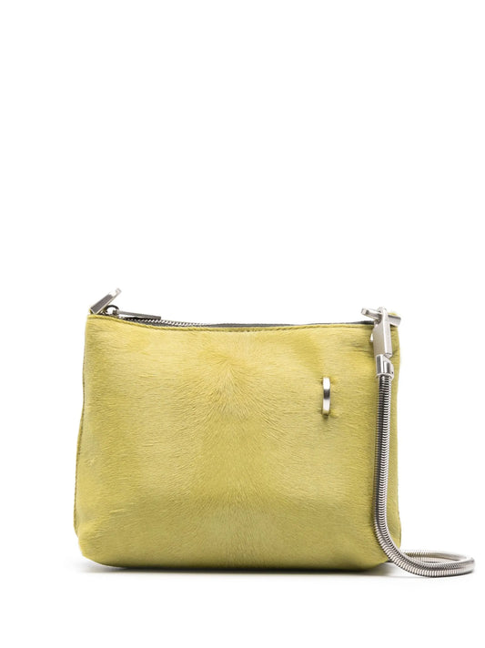 cable-link chain leather messenger bag