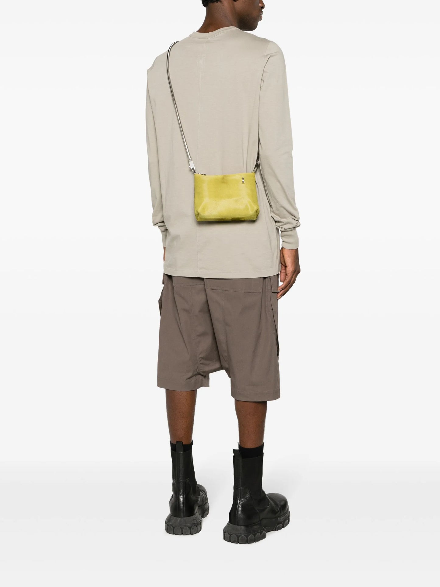 cable-link chain leather messenger bag