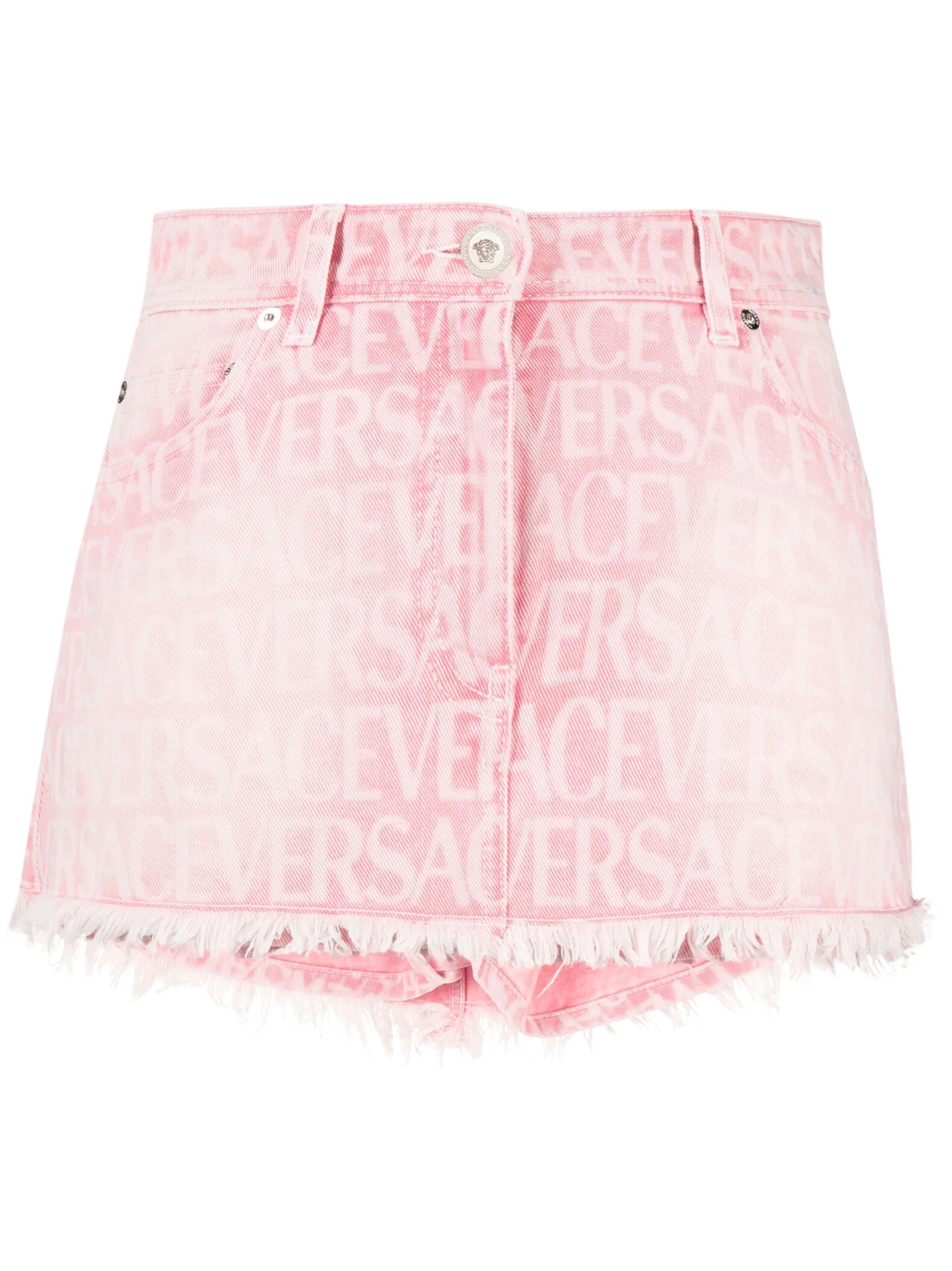 monogram-jacquard denim miniskirt