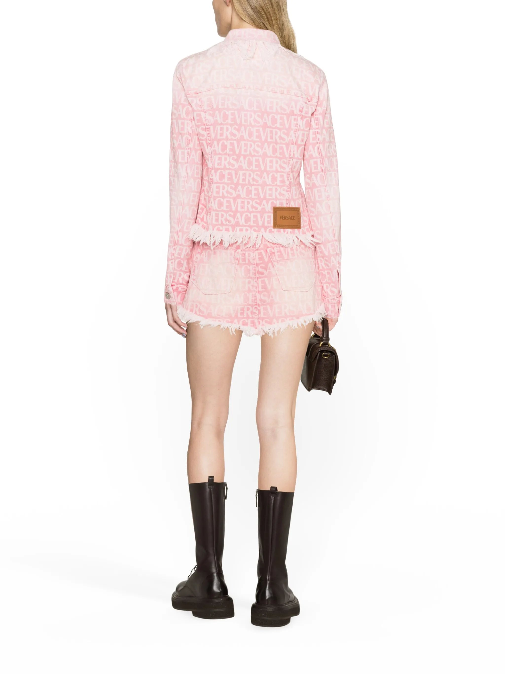 monogram-jacquard denim miniskirt