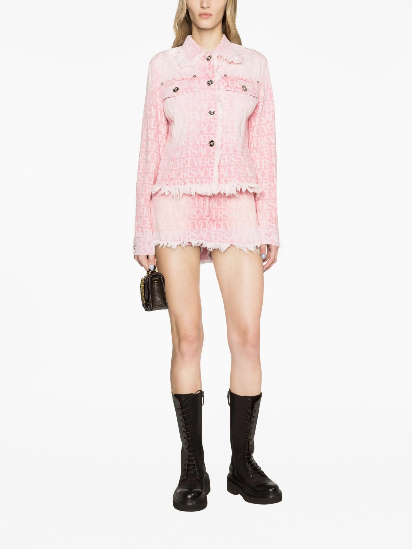monogram-jacquard cotton denim jacket