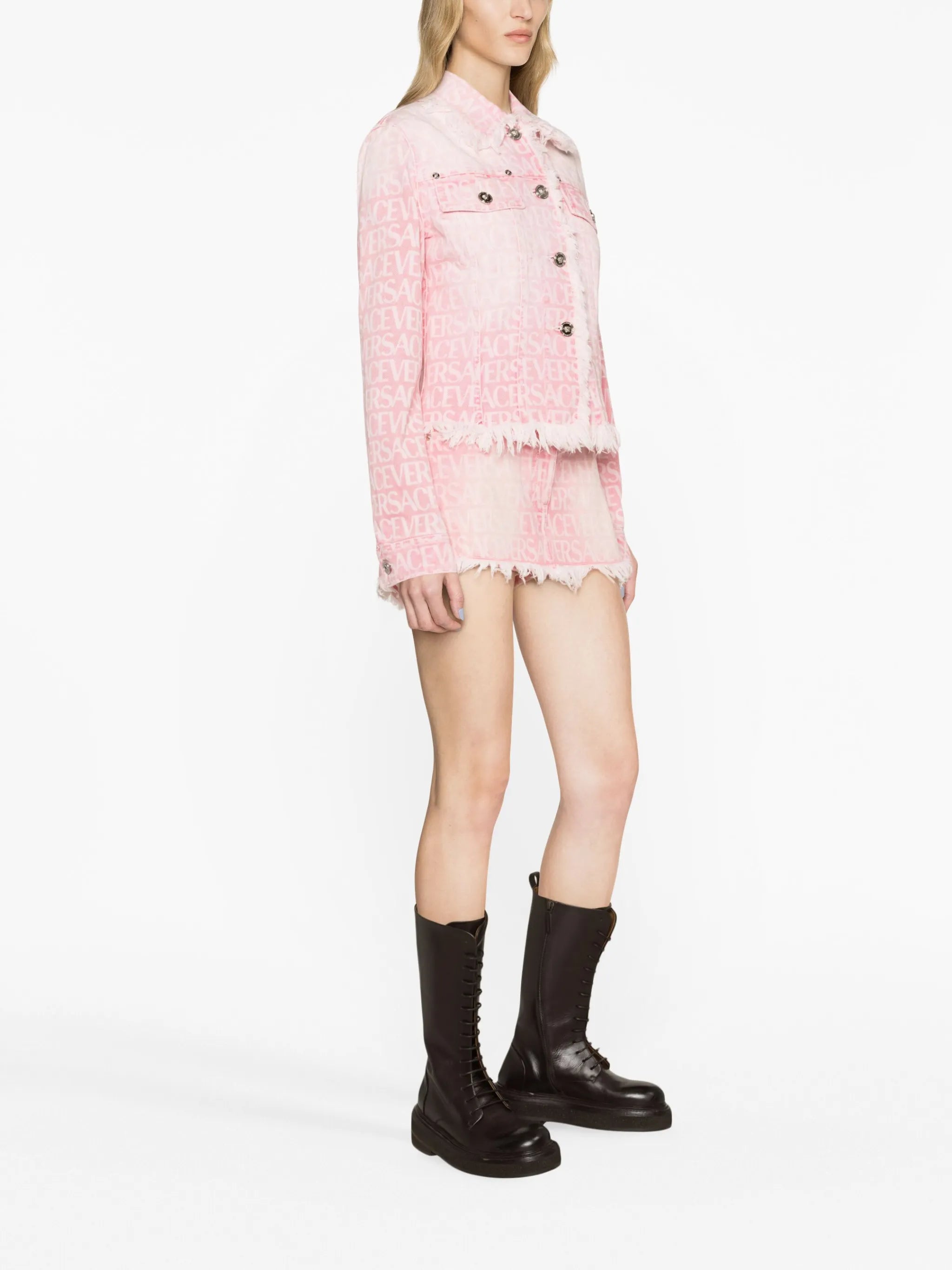 monogram-jacquard cotton denim jacket