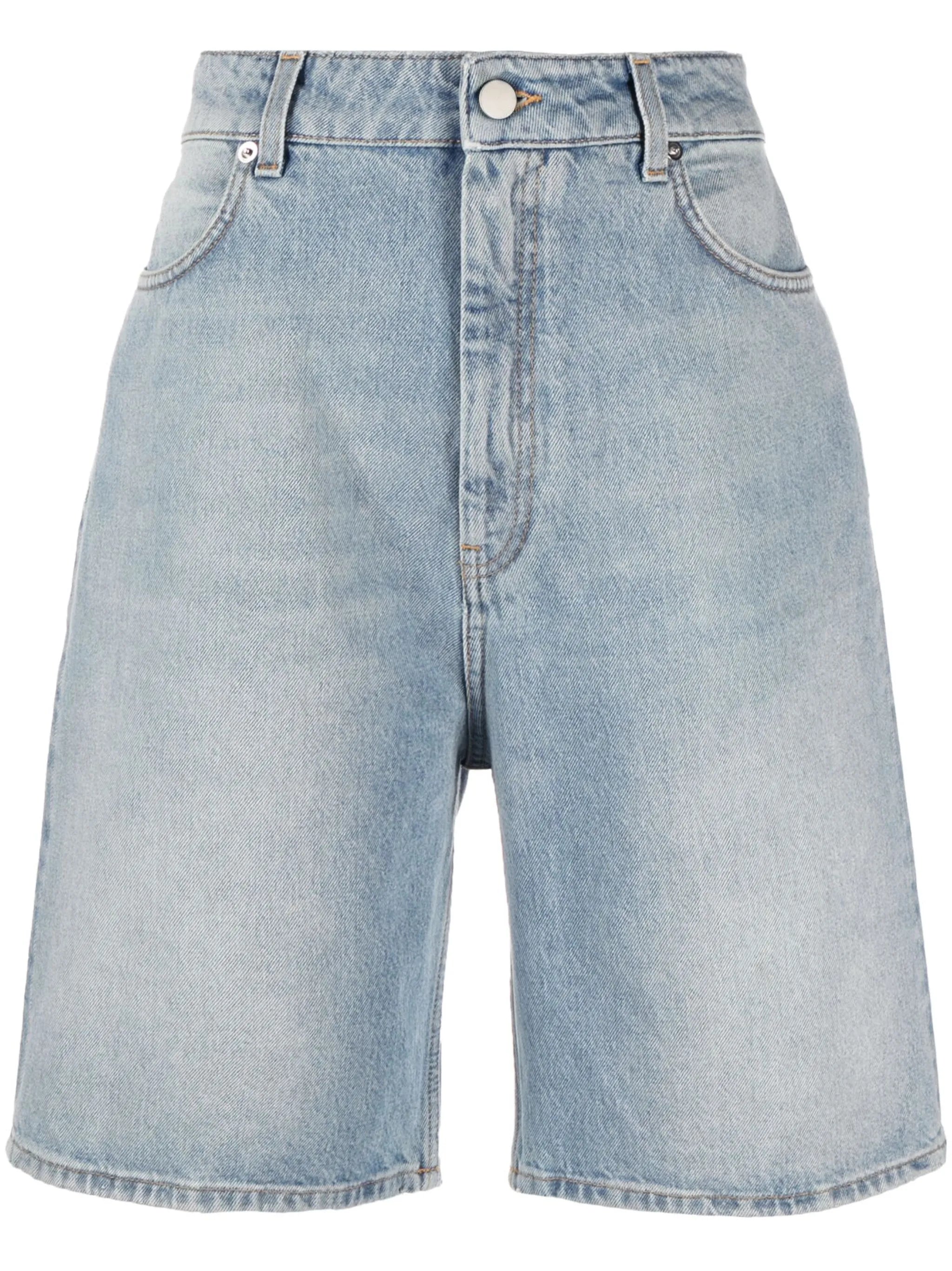 washed denim organic cotton shorts