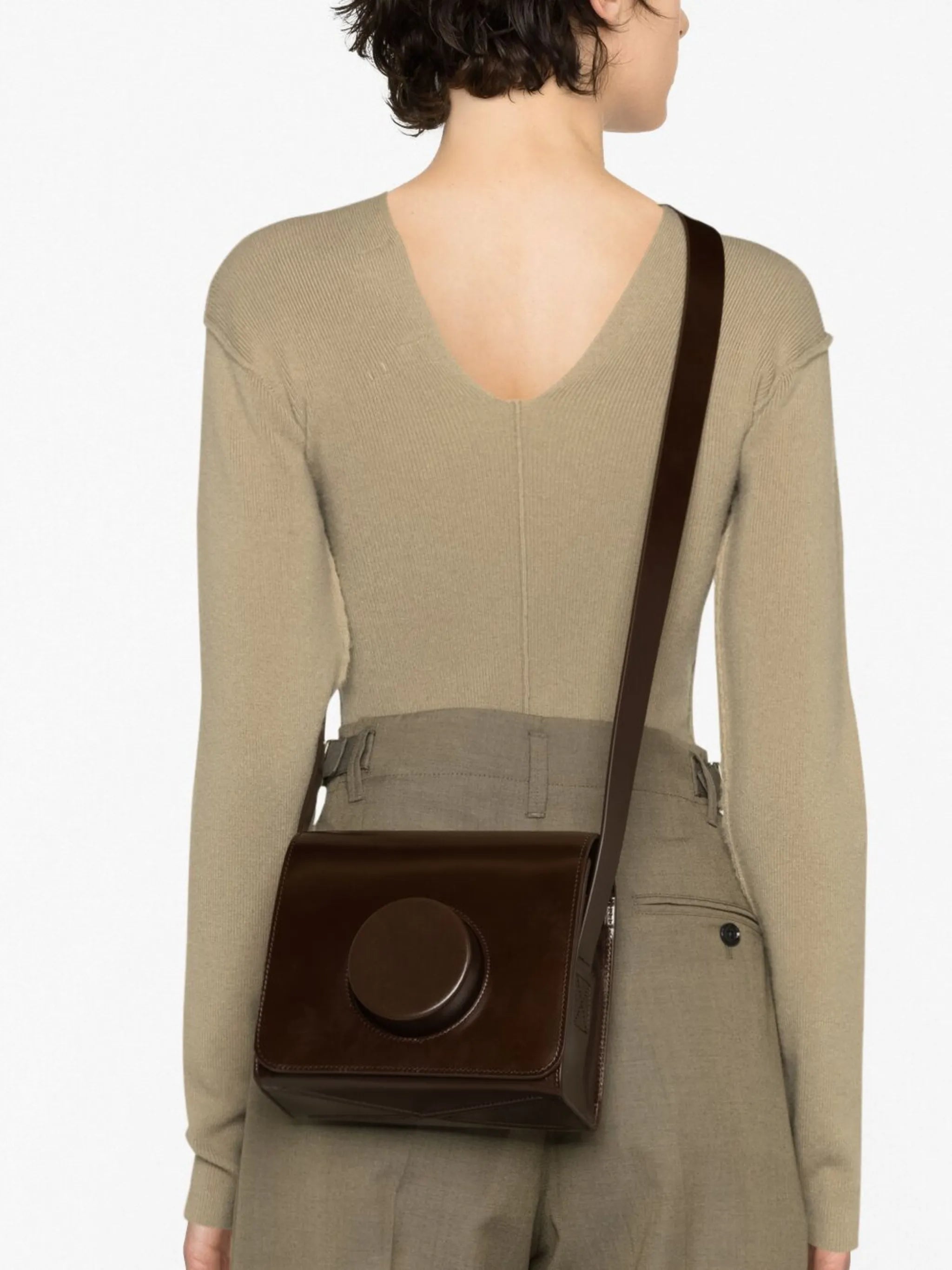 Camera leather shoulder bag