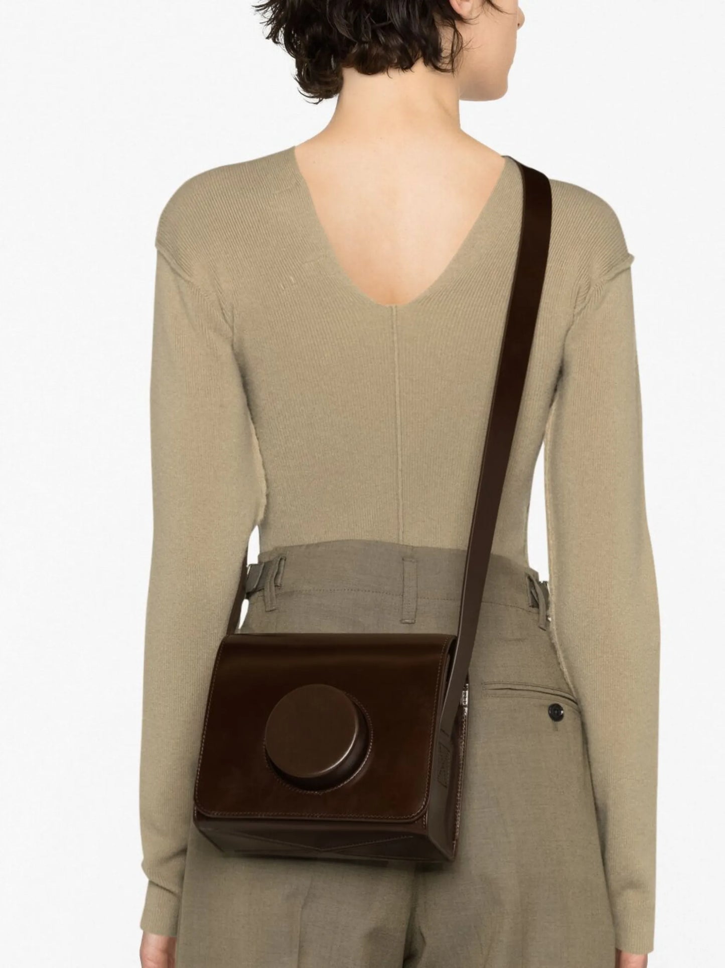 Camera leather shoulder bag