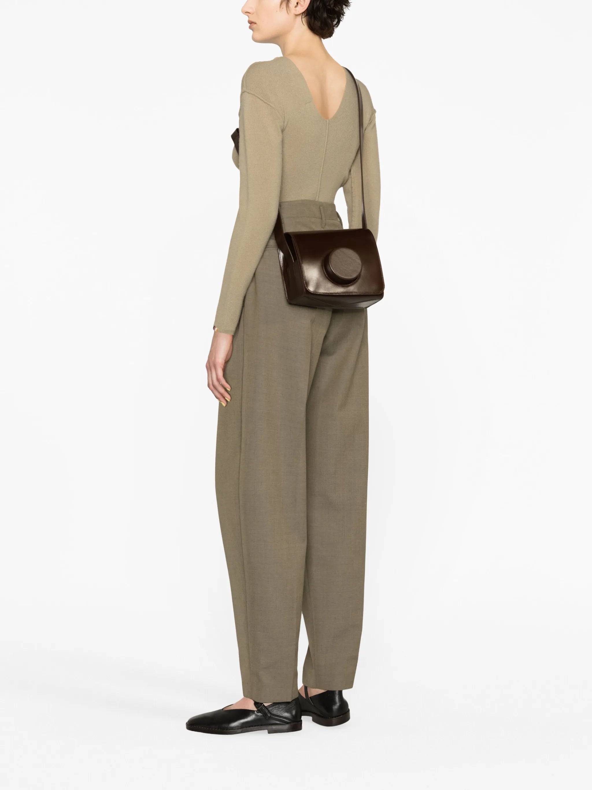 Camera leather shoulder bag