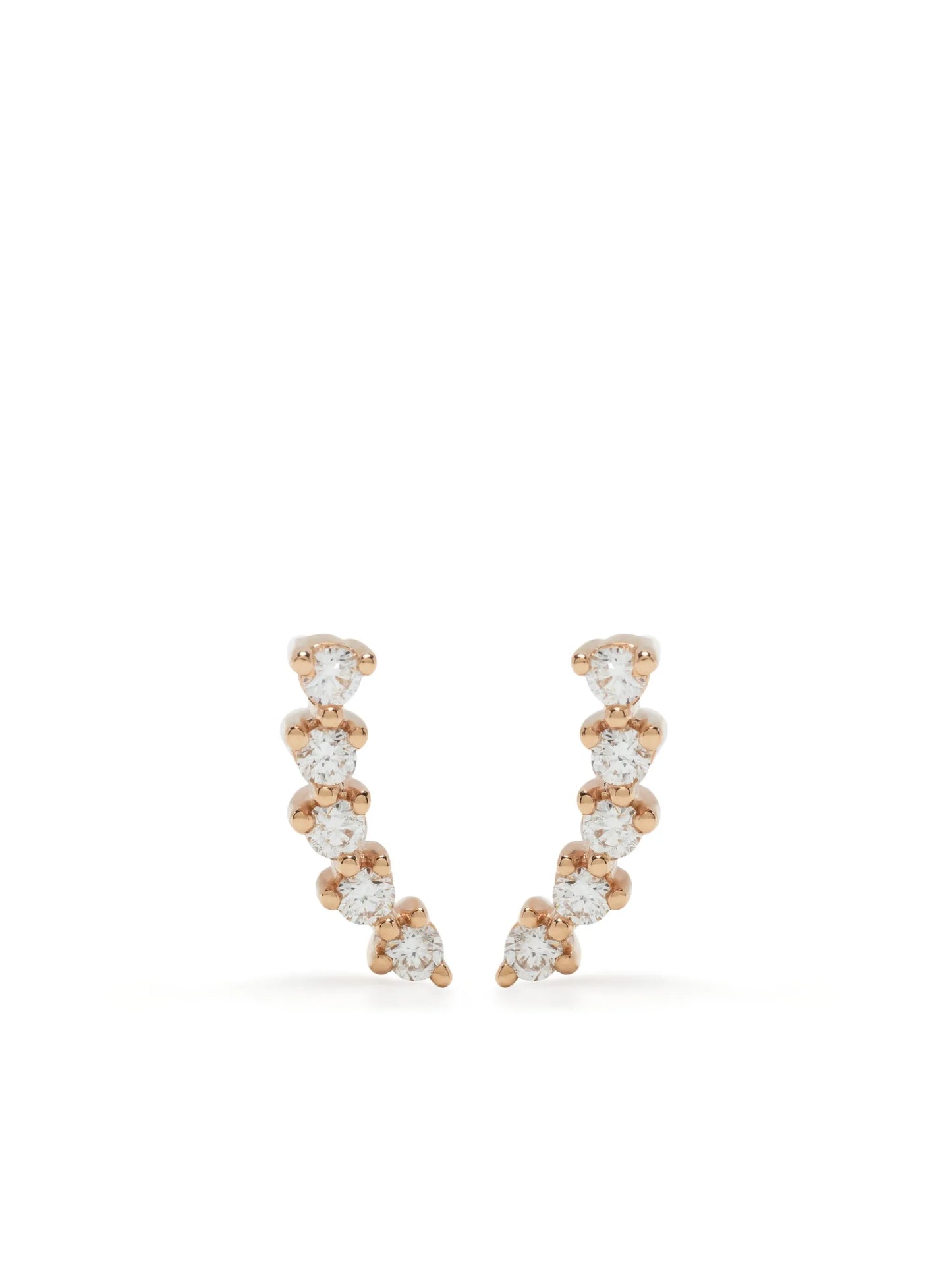 14kt rose gold Vivan Lily Curved Bar diamond stud earrings