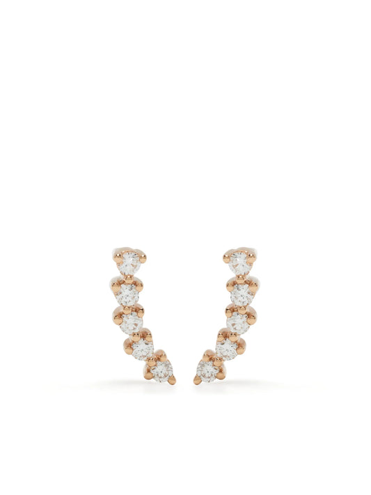 14kt rose gold Vivan Lily Curved Bar diamond stud earrings