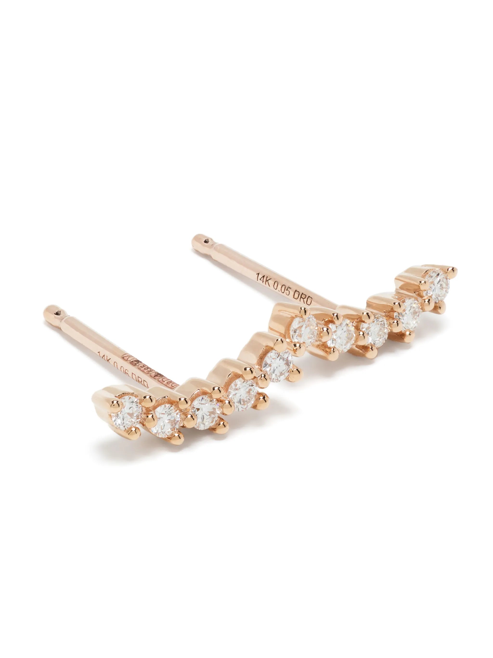 14kt rose gold Vivan Lily Curved Bar diamond stud earrings