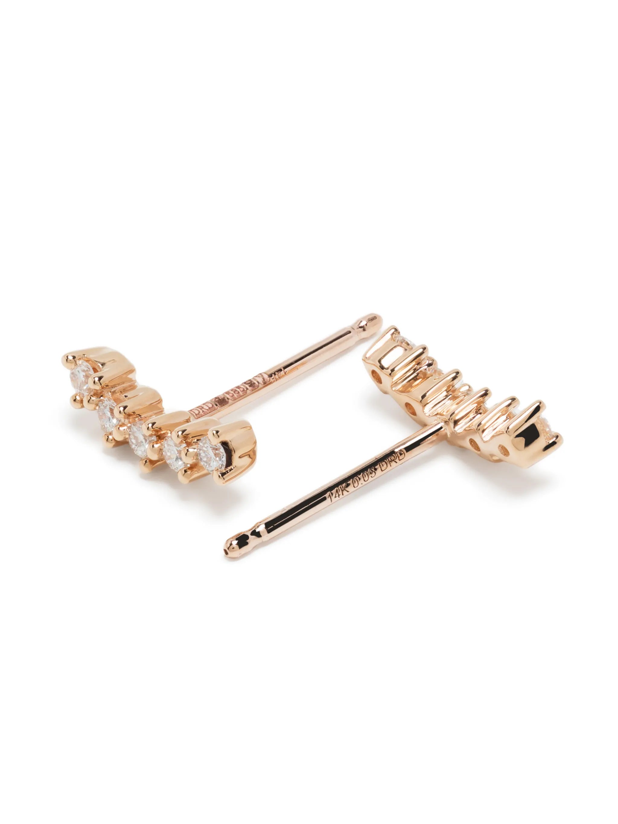 14kt rose gold Vivan Lily Curved Bar diamond stud earrings