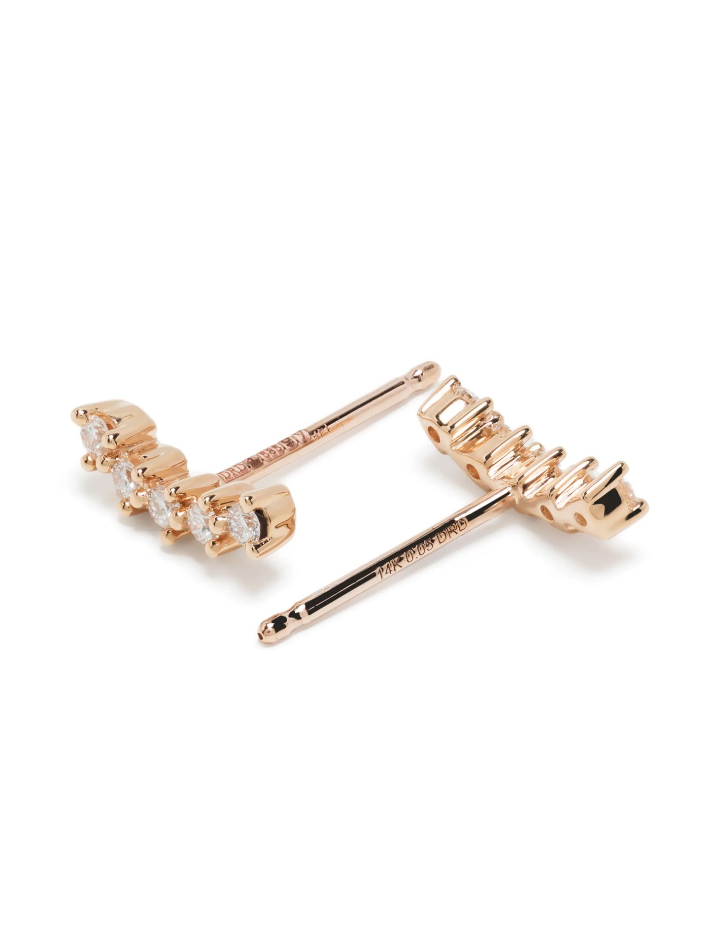 14kt rose gold Vivan Lily Curved Bar diamond stud earrings