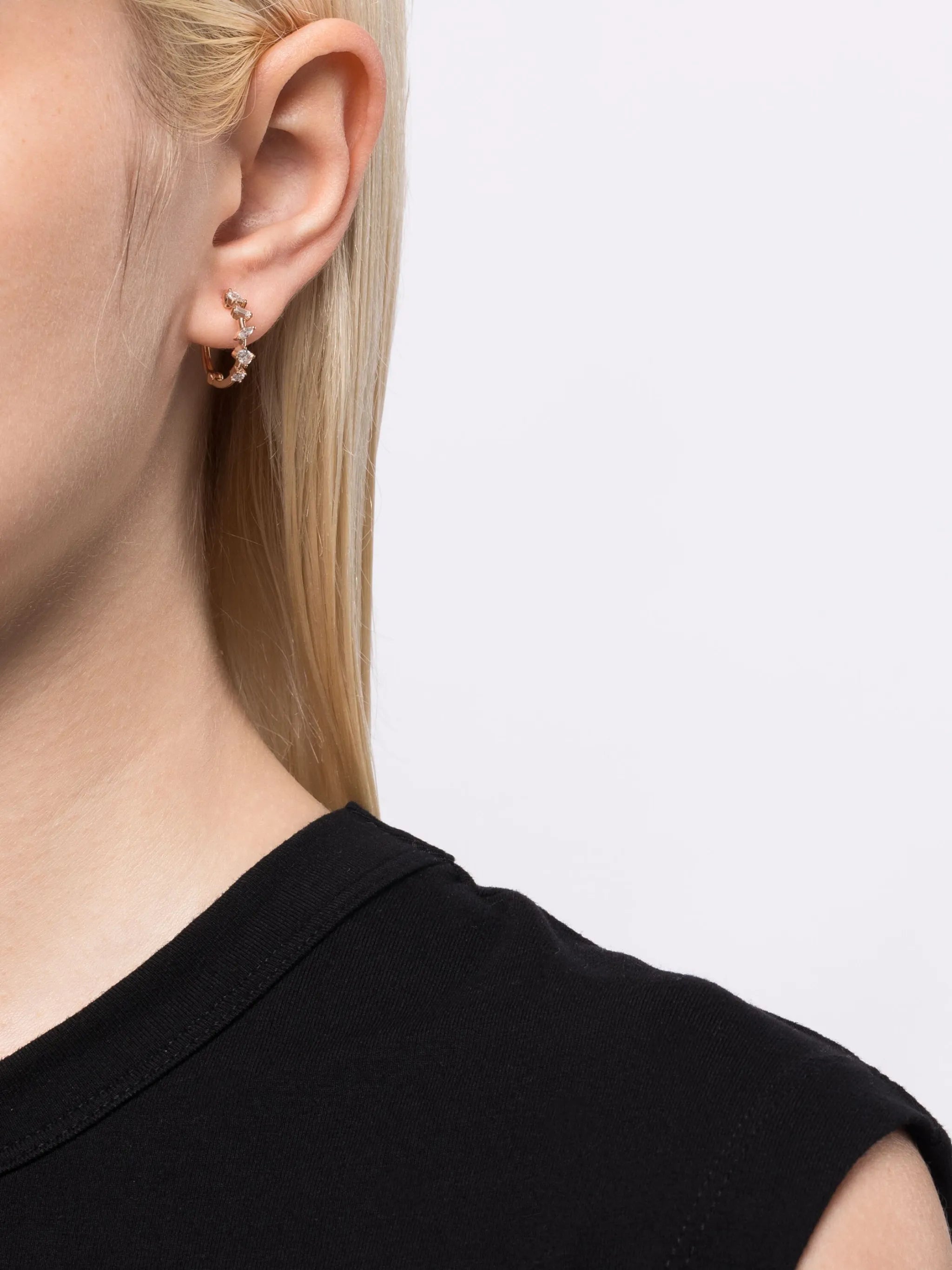 14kt rose gold Alexa Jordyn diamond hoop earrings