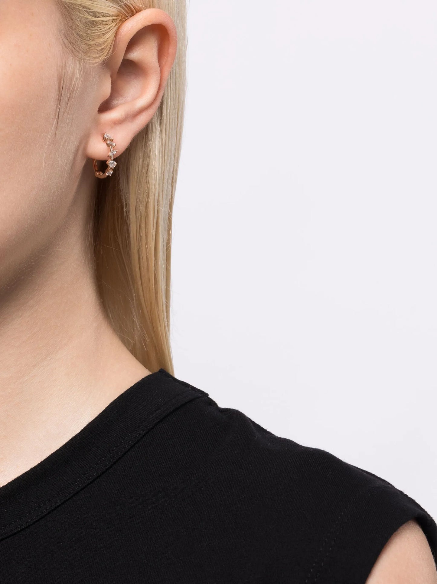 14kt rose gold Alexa Jordyn diamond hoop earrings