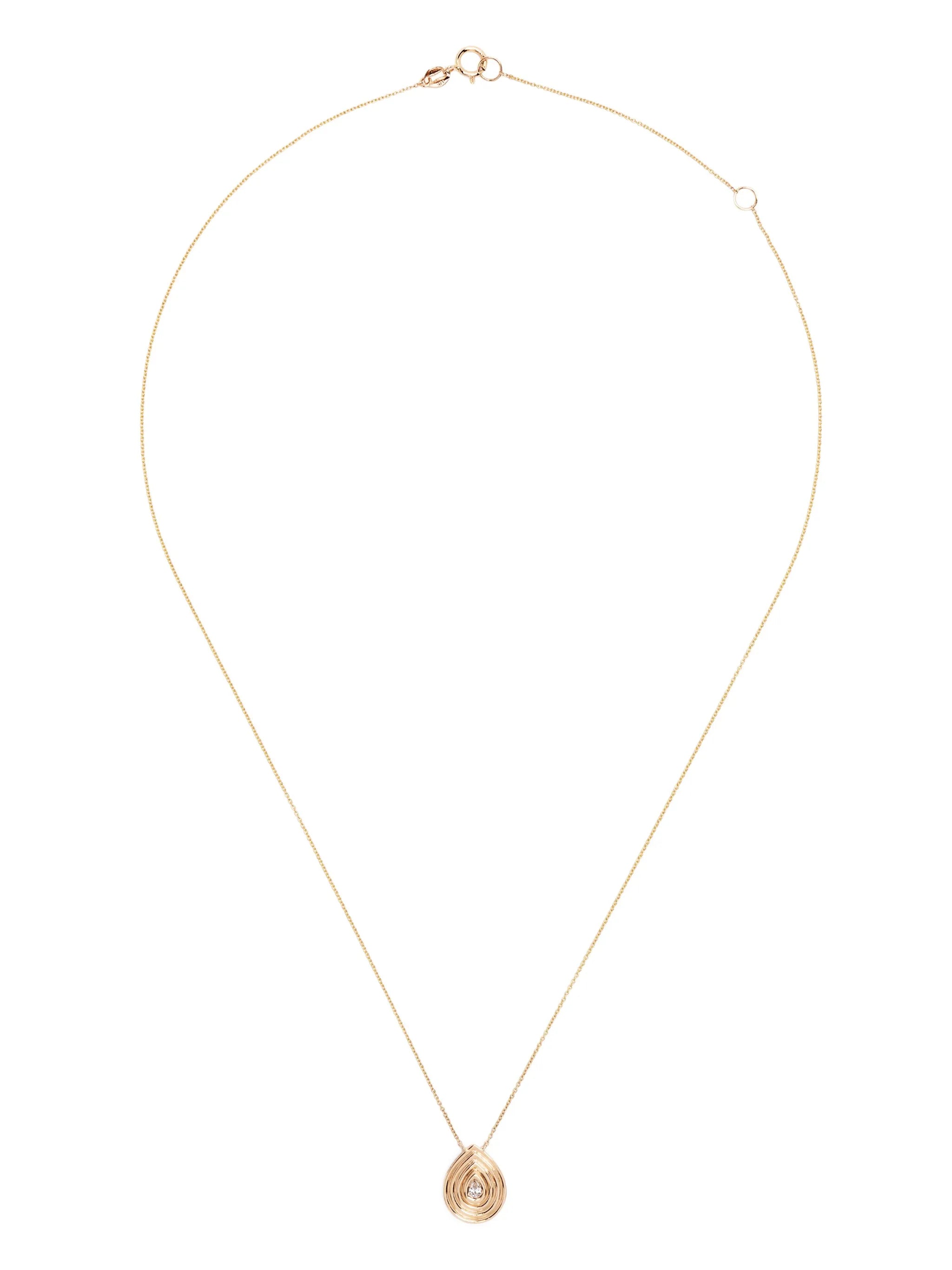 14kt yellow gold Nana Bernice Groove Teardrop diamond necklace
