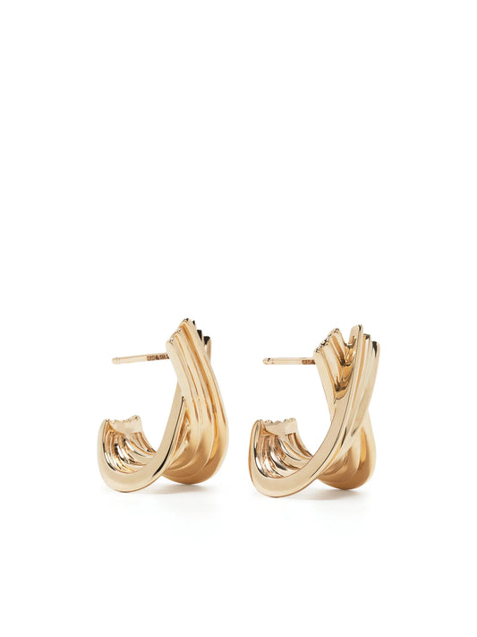 14kt yellow gold Nana Bernice Large Crossover hoop earrings