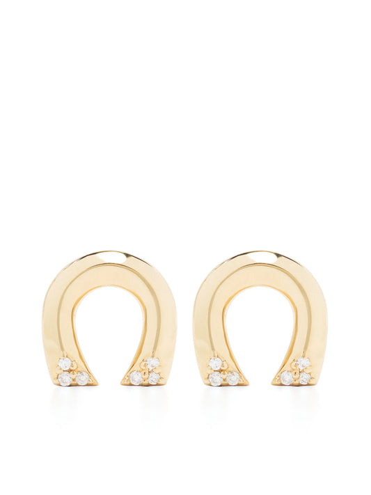 18kt yellow gold Tiny Horseshoe diamond stud earrings