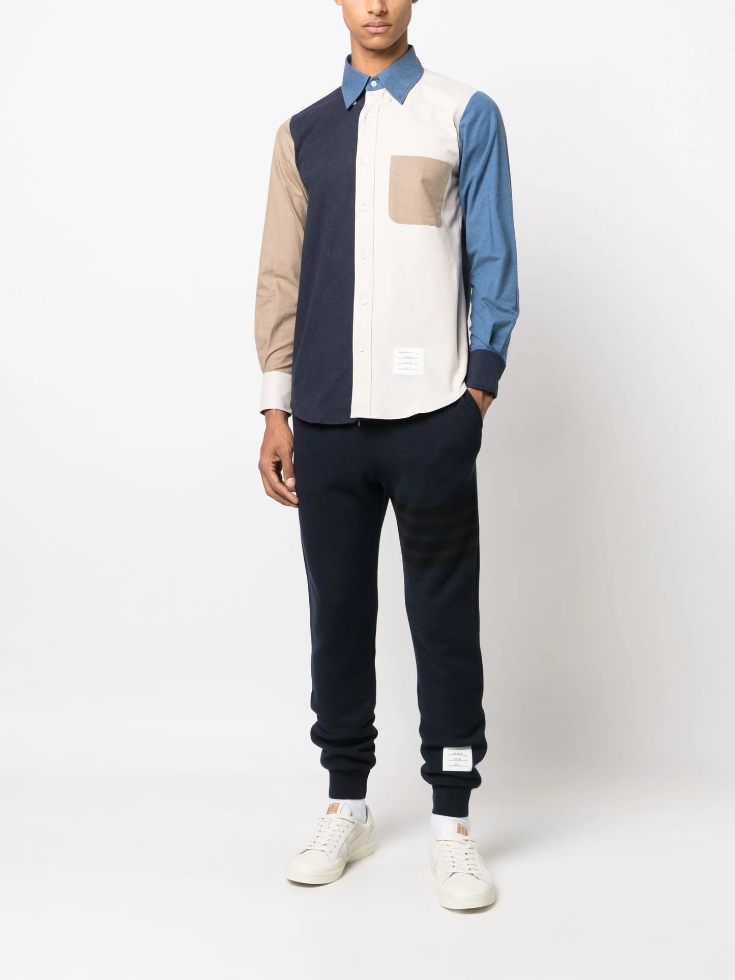 colour-block flannel shirt