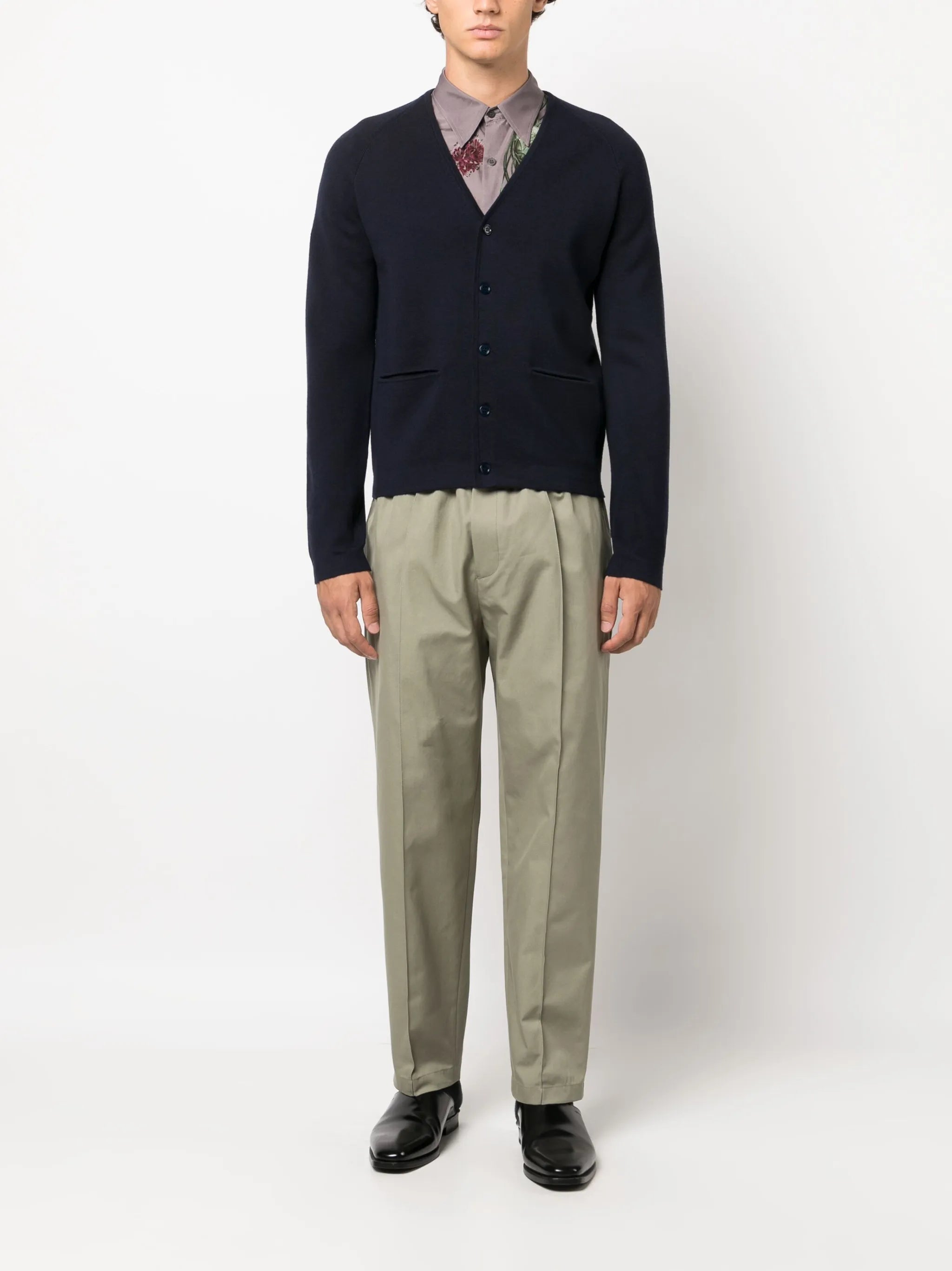 elasticated-waist pleated trousers