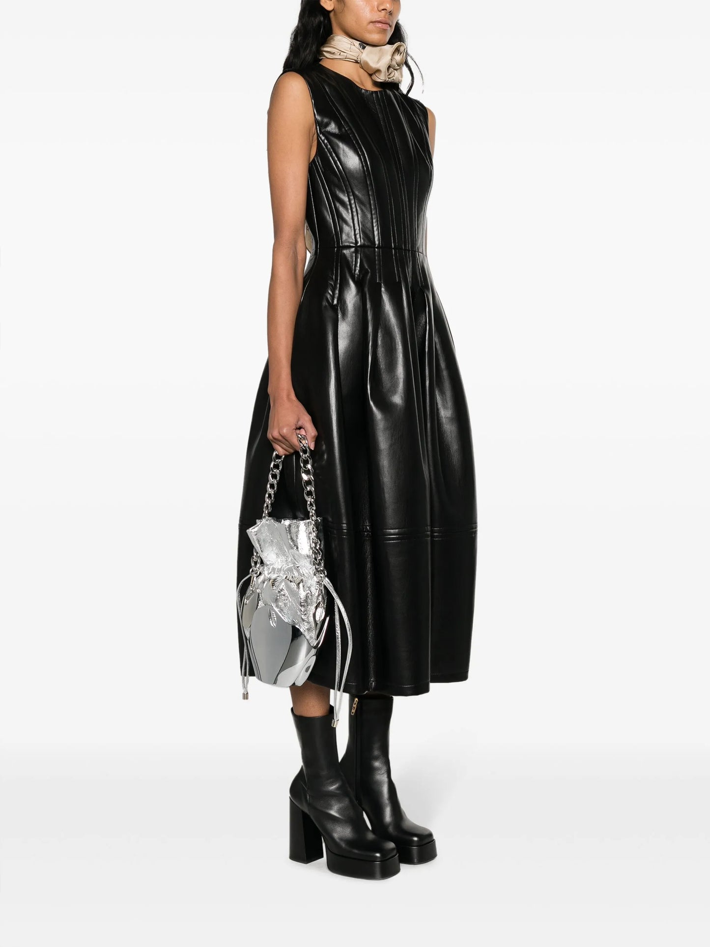 Chrome Splash leather bucket bag