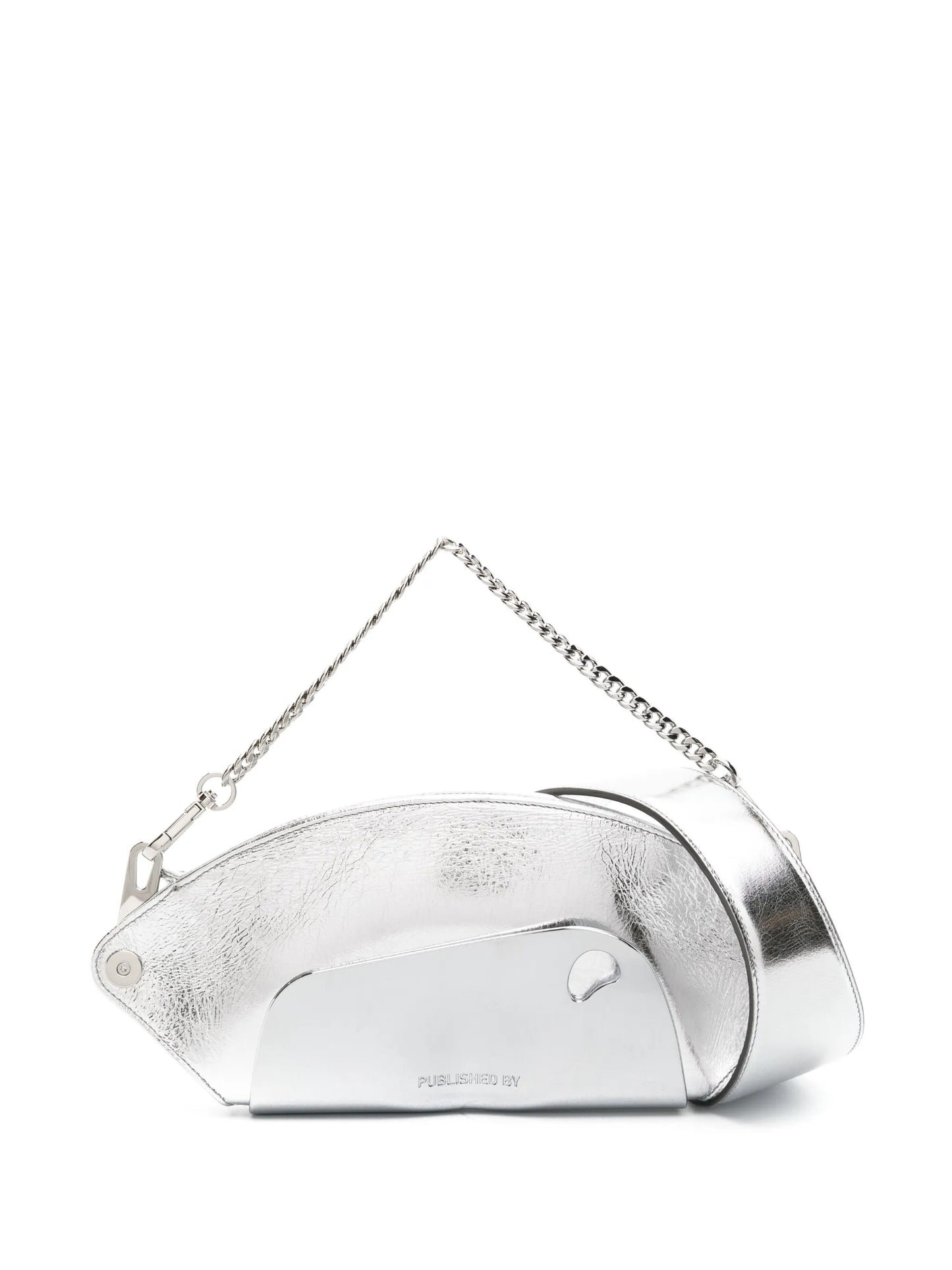 logo-engraved metallic shoulder bag