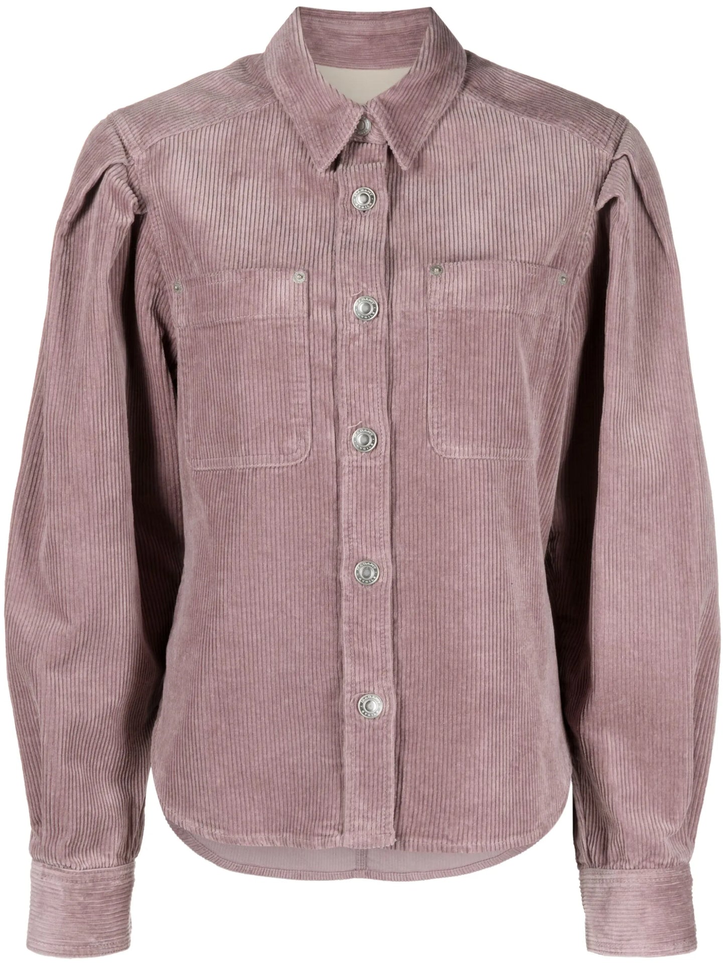 puff-sleeve corduroy shirt