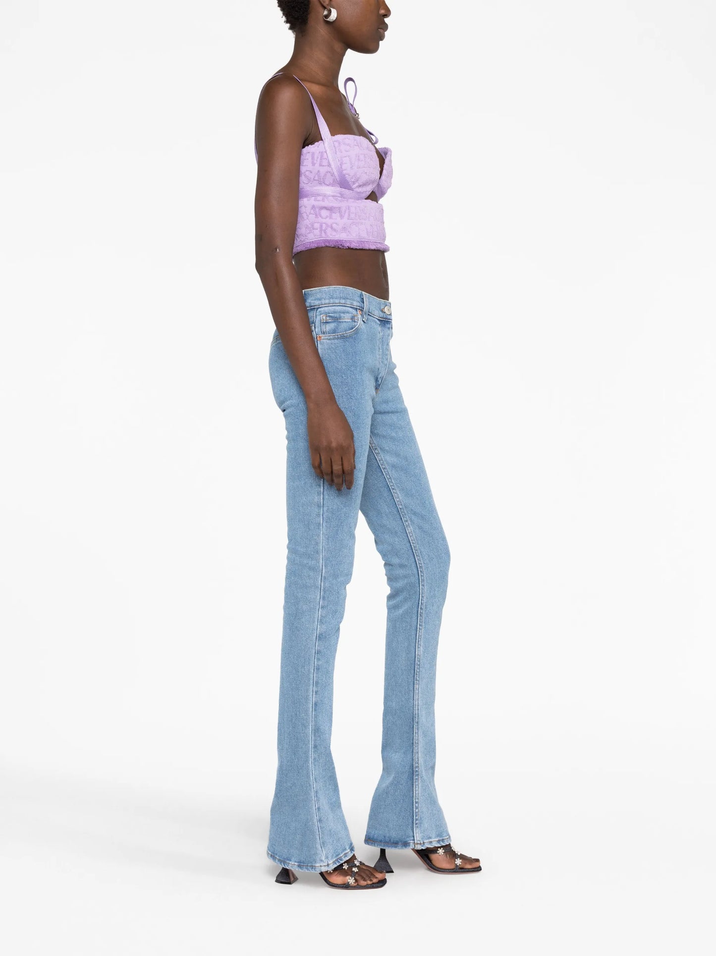 Allover-jacquard bustier top
