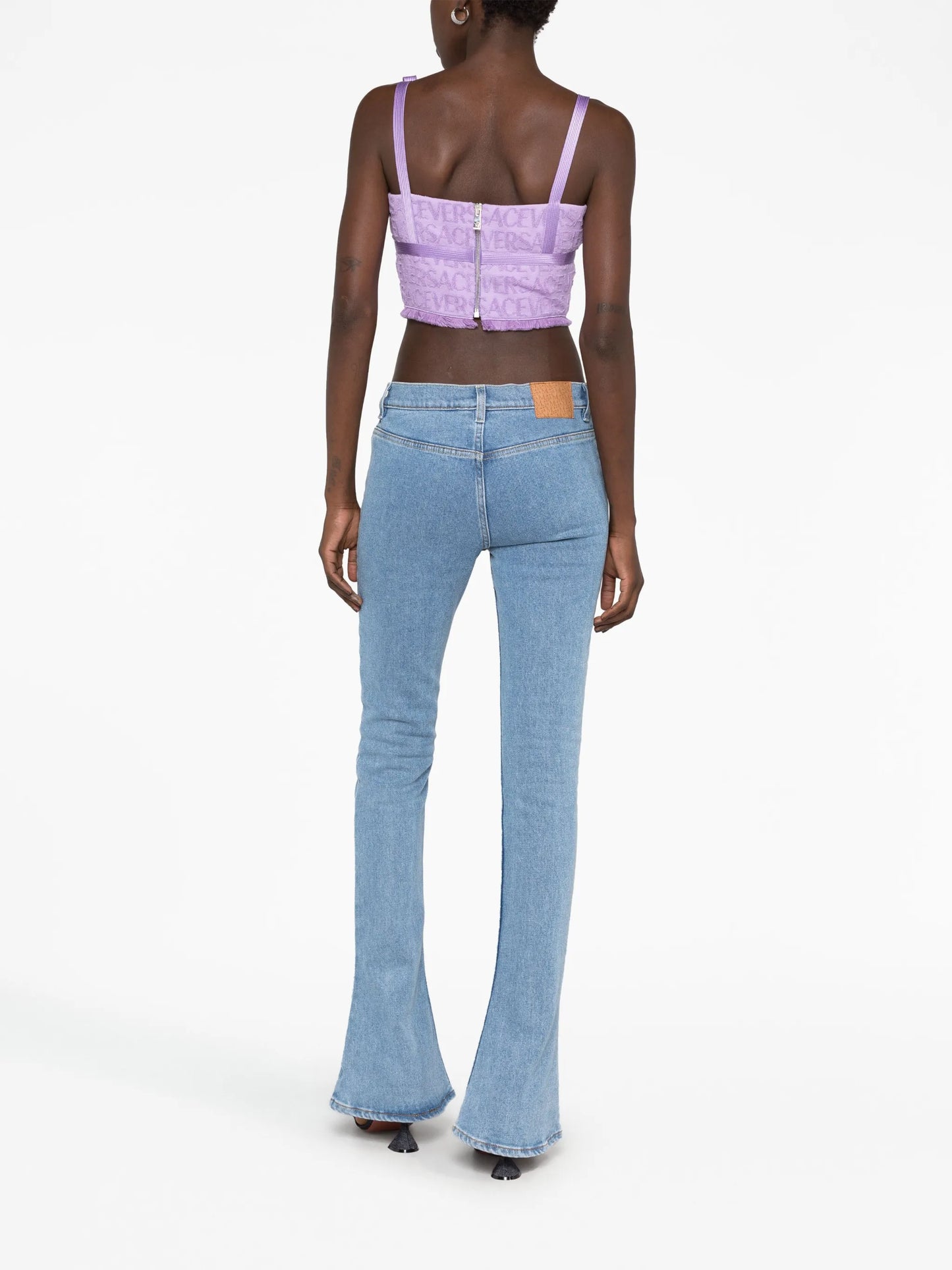 Allover-jacquard bustier top