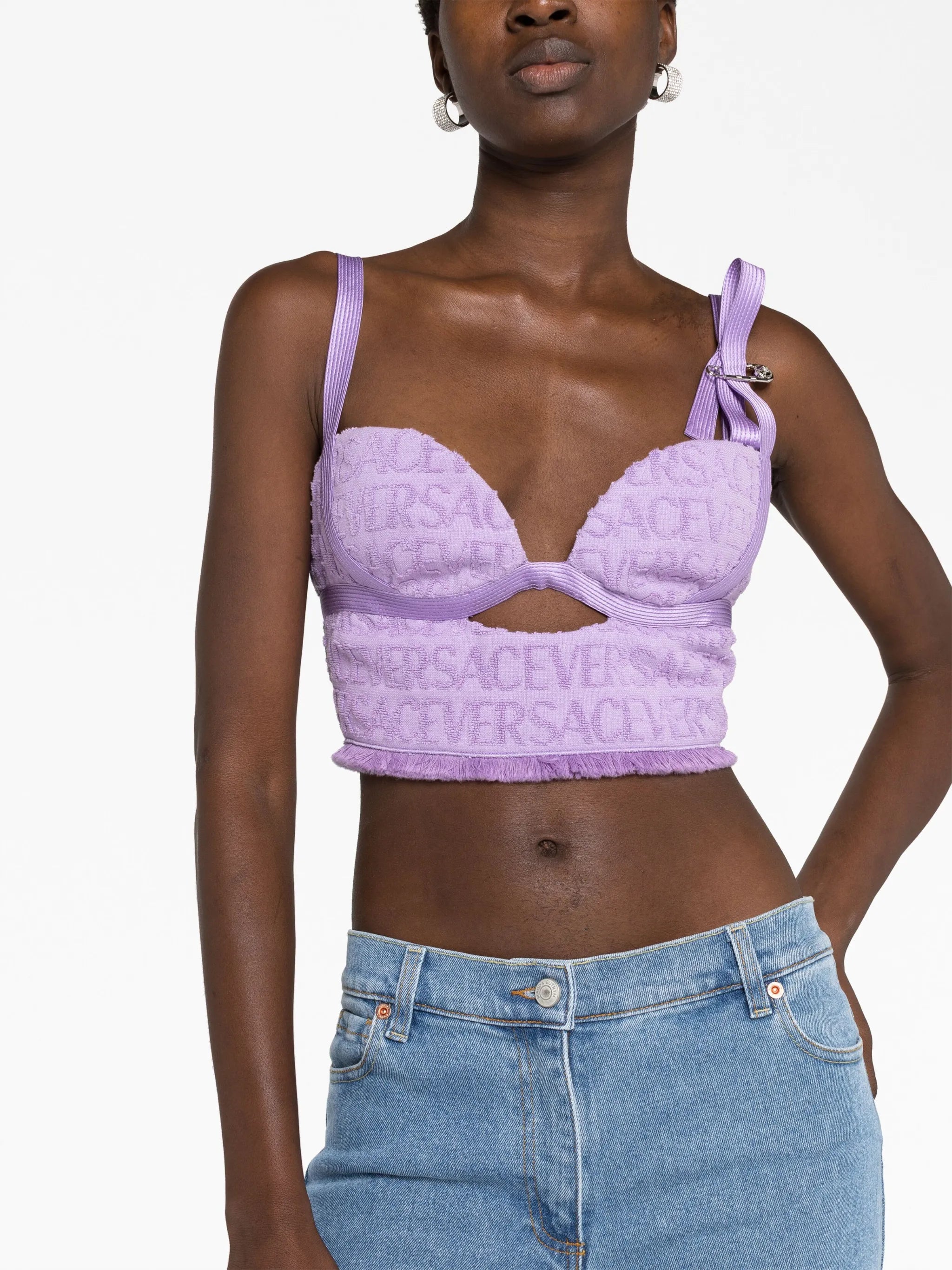 Allover-jacquard bustier top