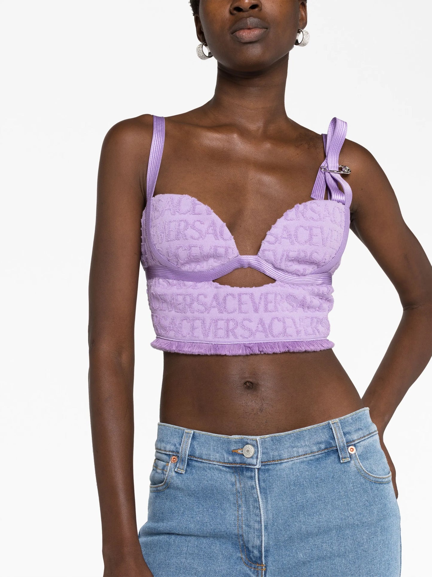Allover-jacquard bustier top