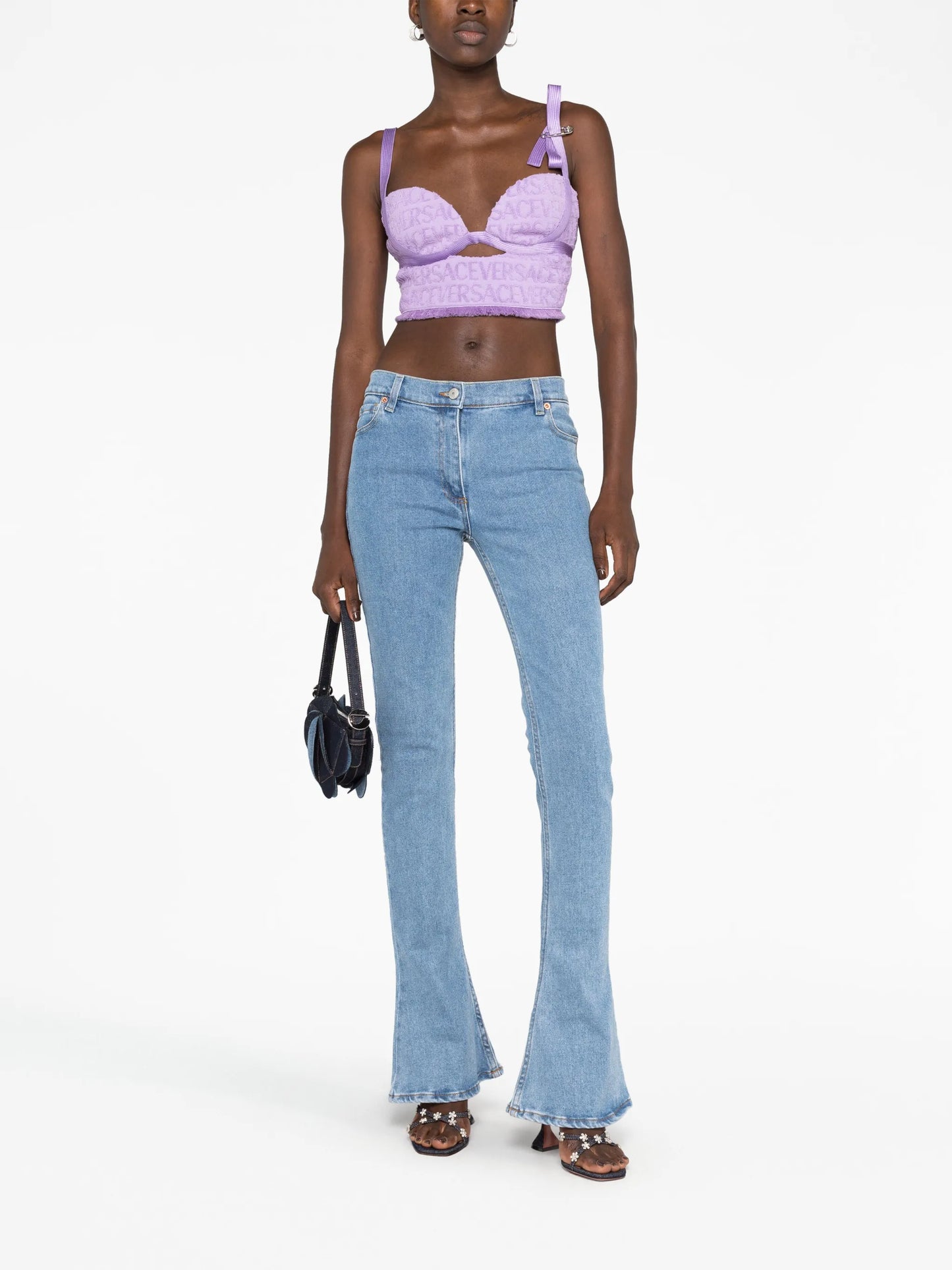 Allover-jacquard bustier top