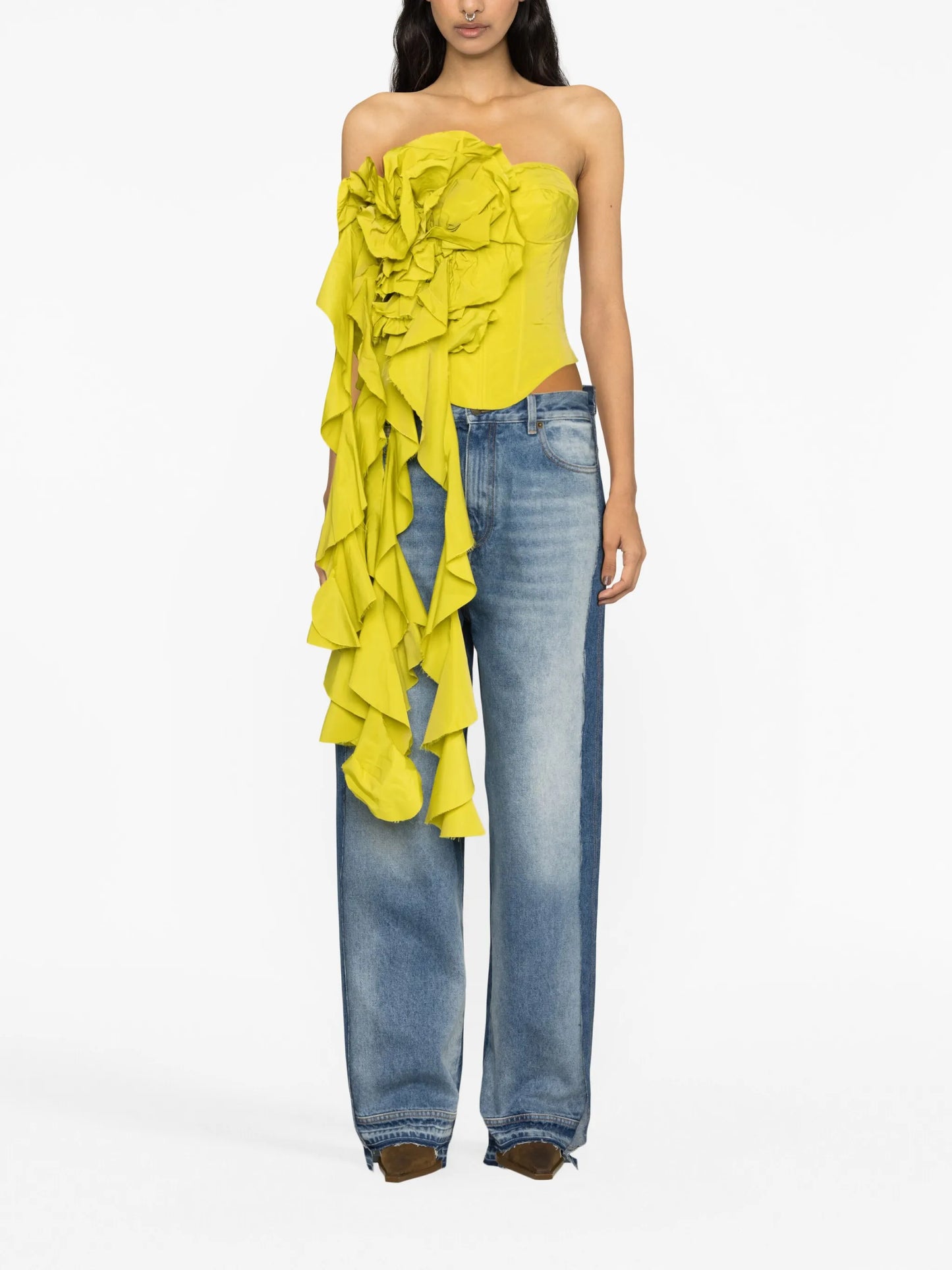 frill-trim corsage corset top