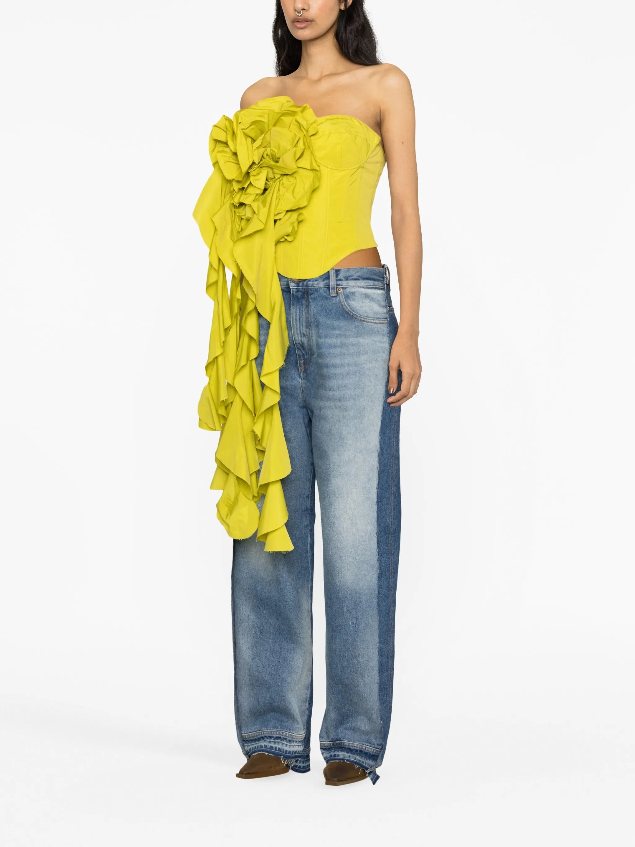 frill-trim corsage corset top