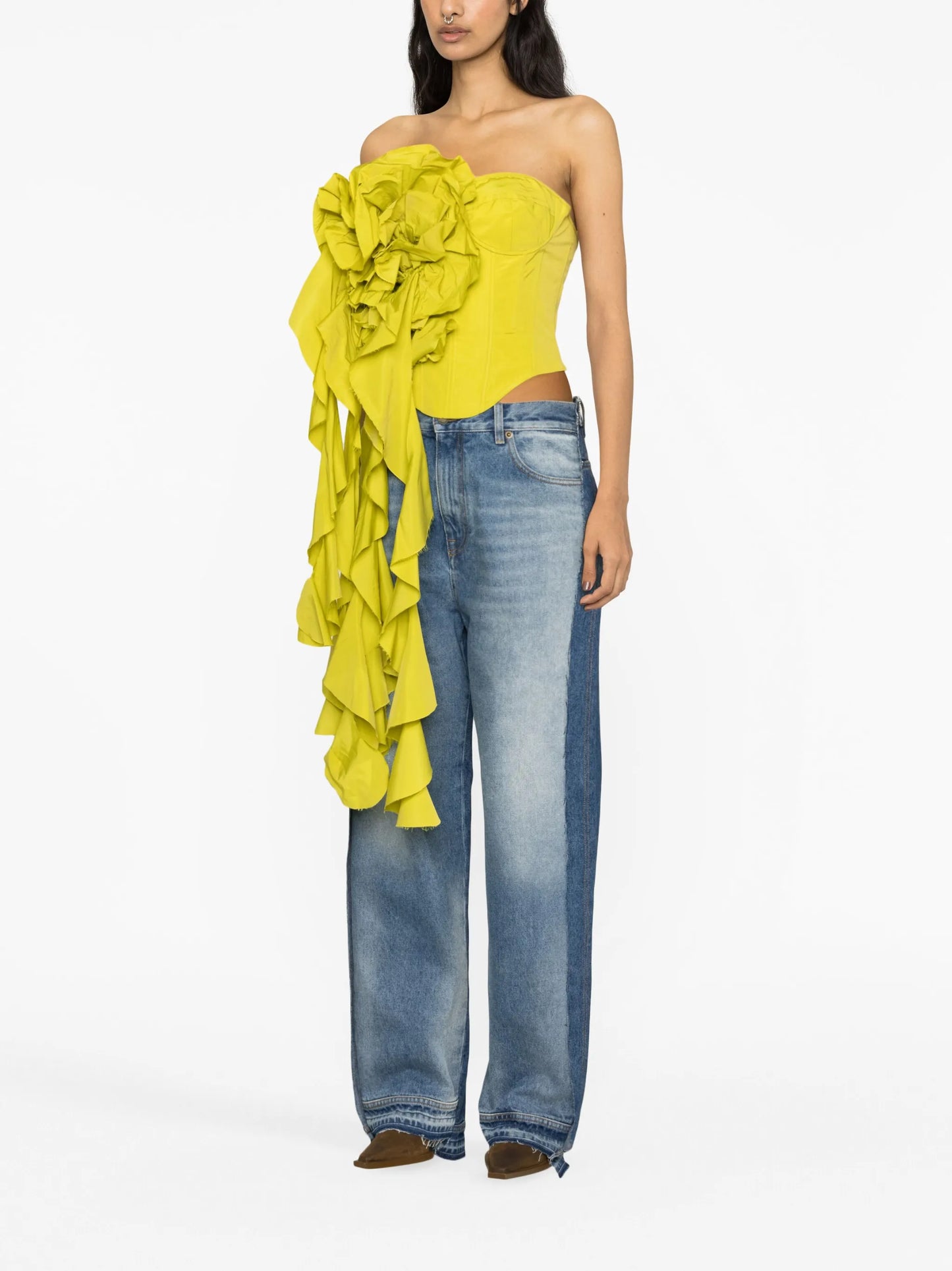 frill-trim corsage corset top