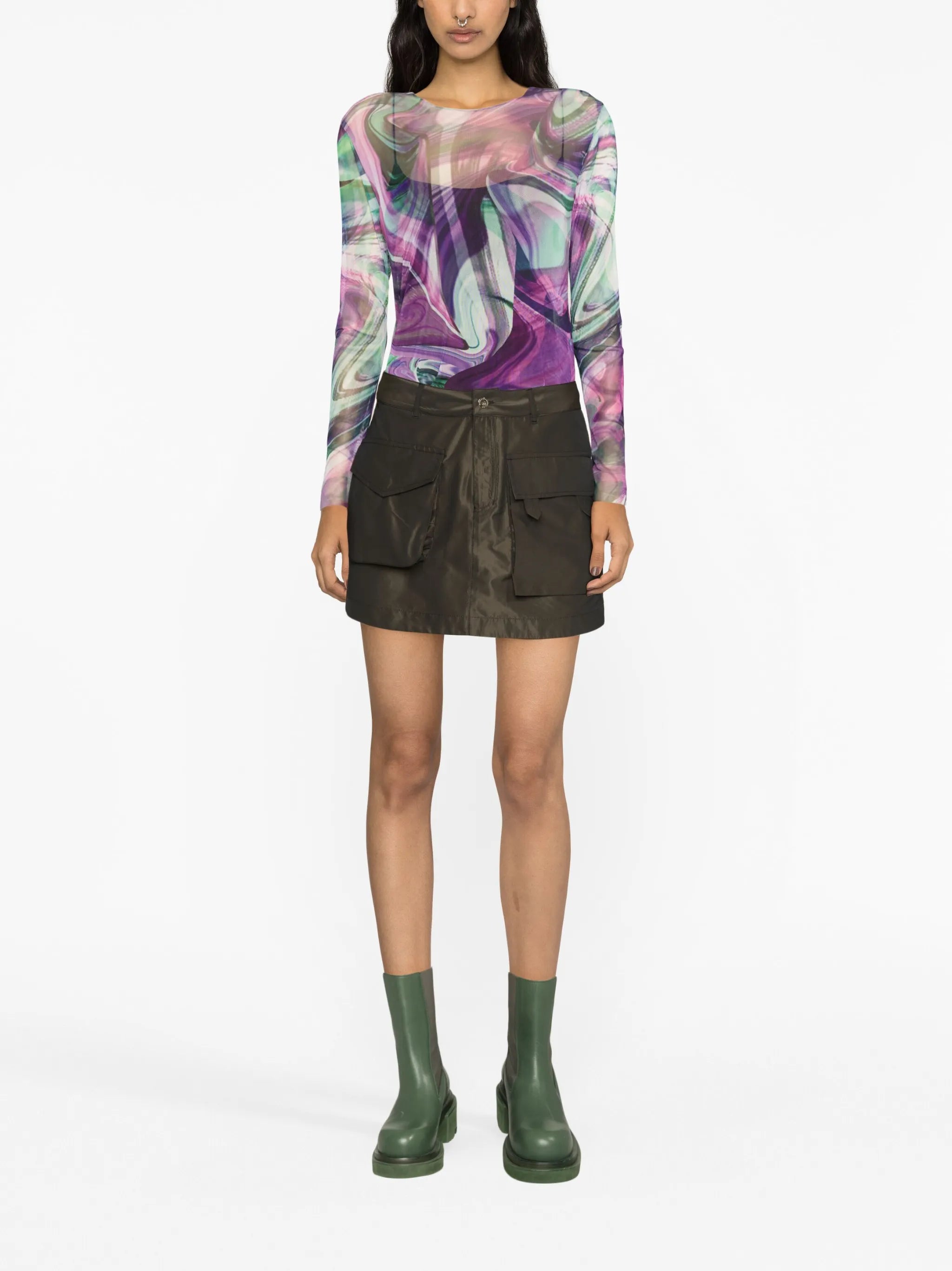 cargo pockets recycled polyester miniskirt