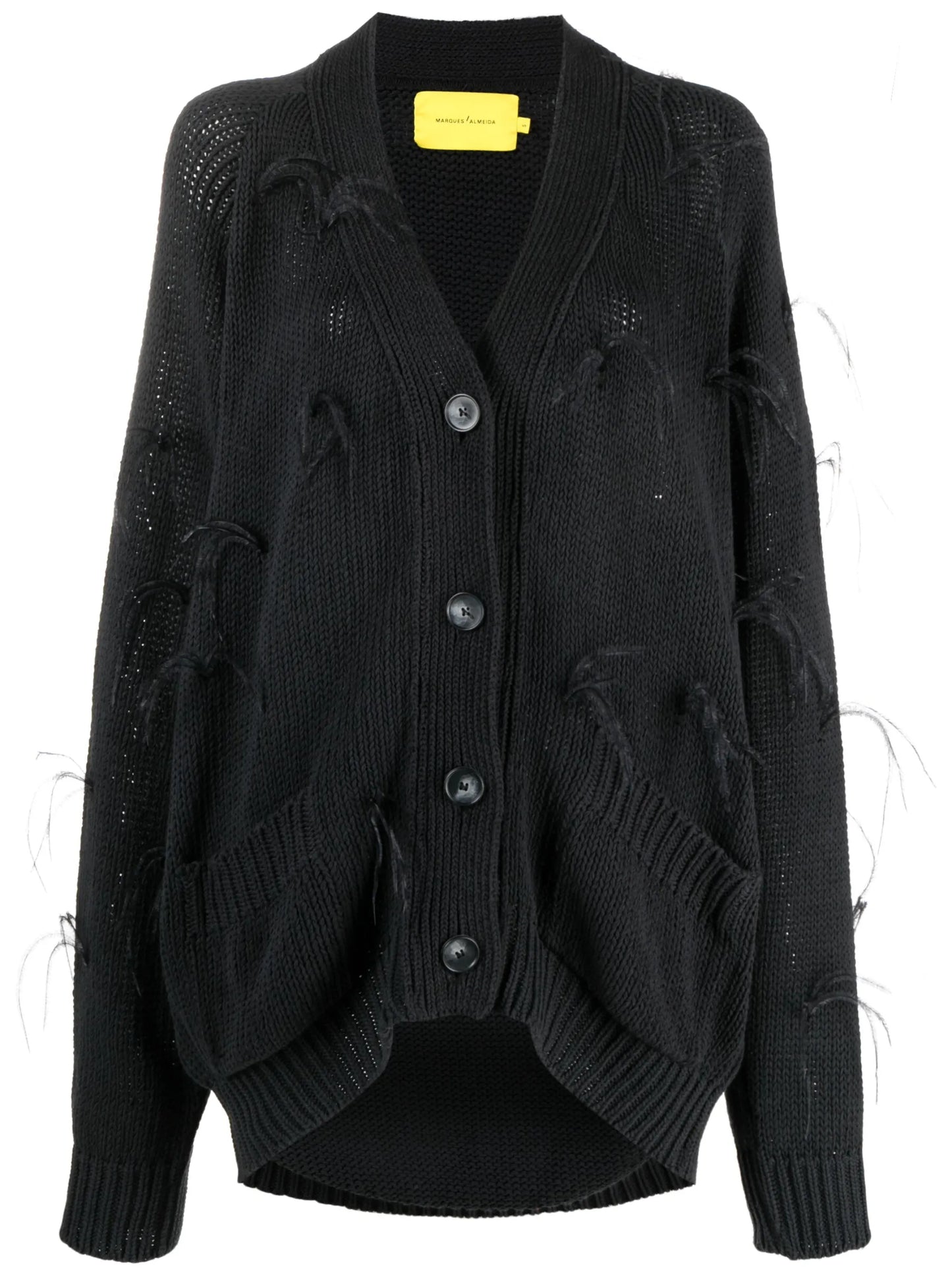 feather-embellished cotton cardigan