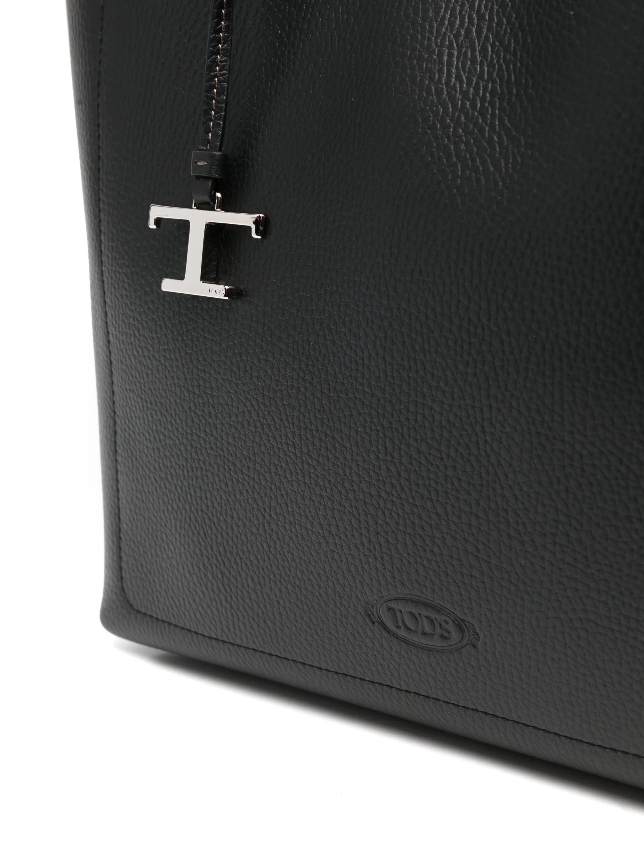 logo-charm leather tote bag