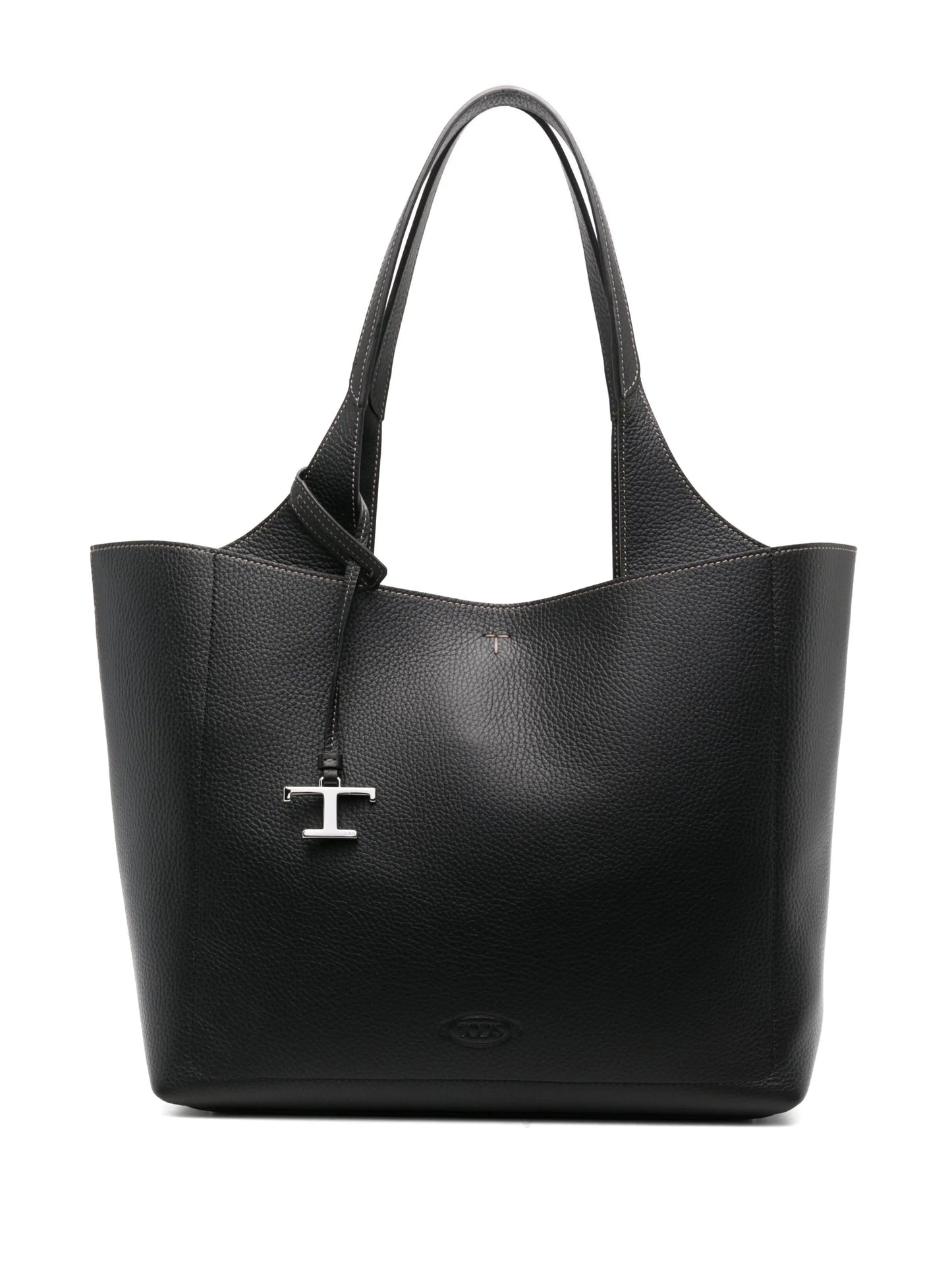 logo-charm leather tote bag