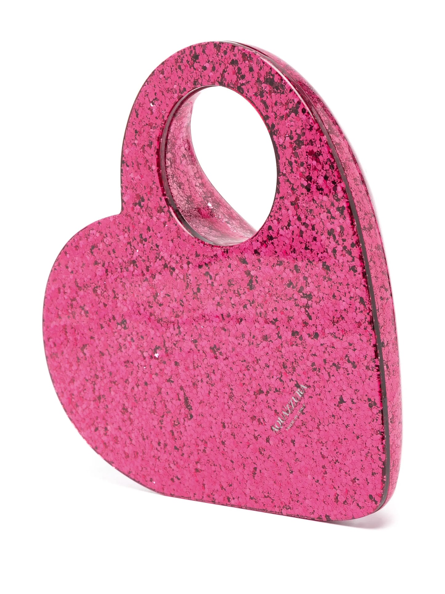 Heart glitter-embellished clutch bag