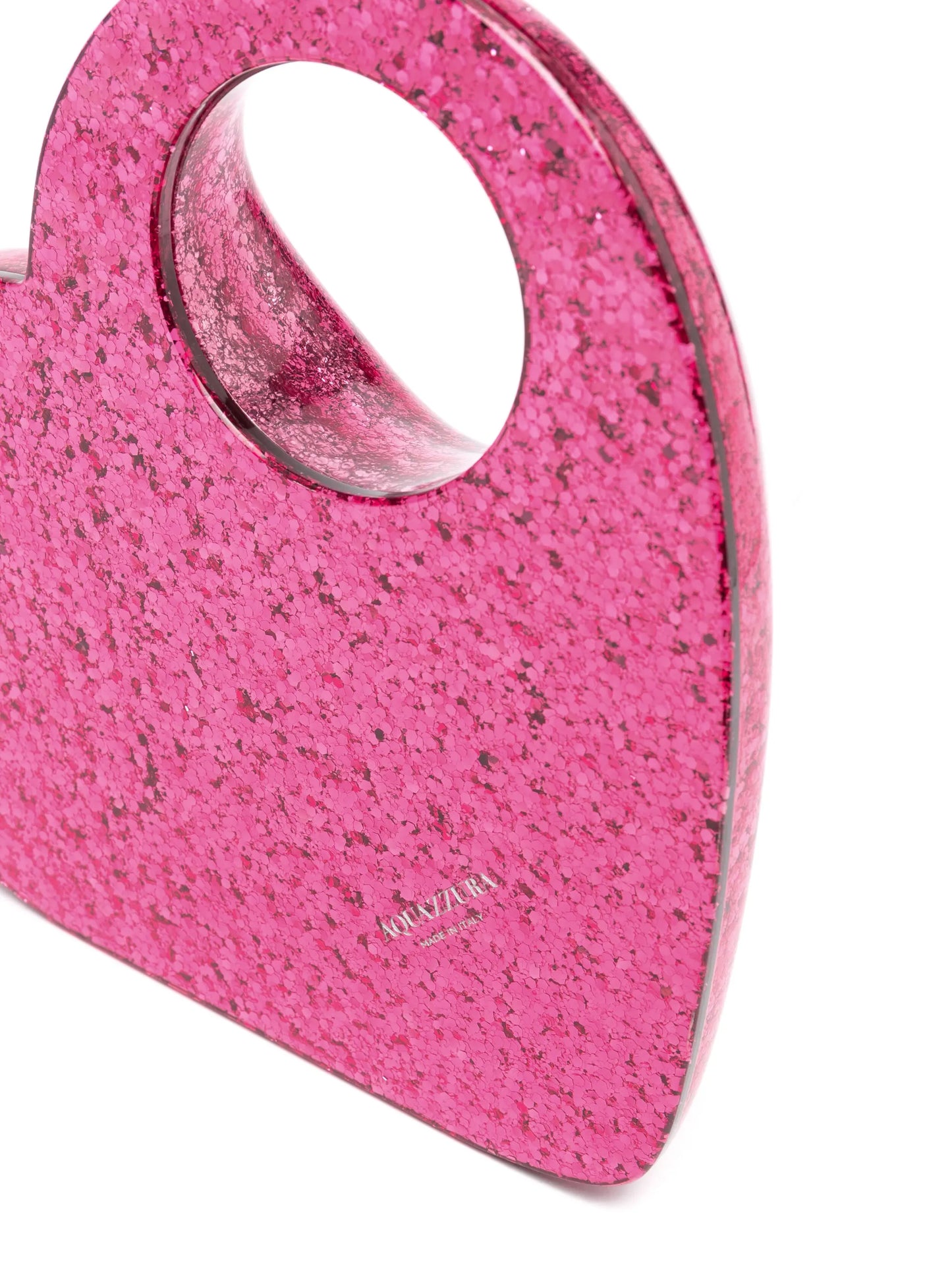 Heart glitter-embellished clutch bag