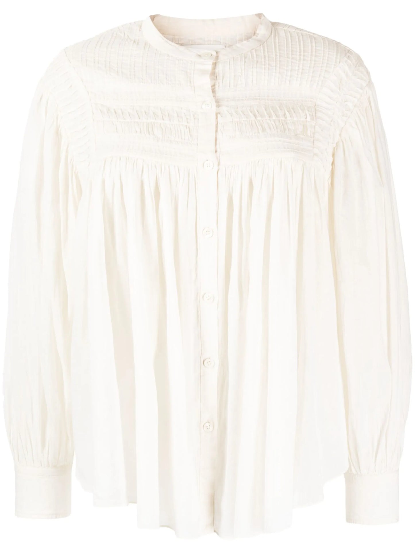 wide-sleeved ruched blouse