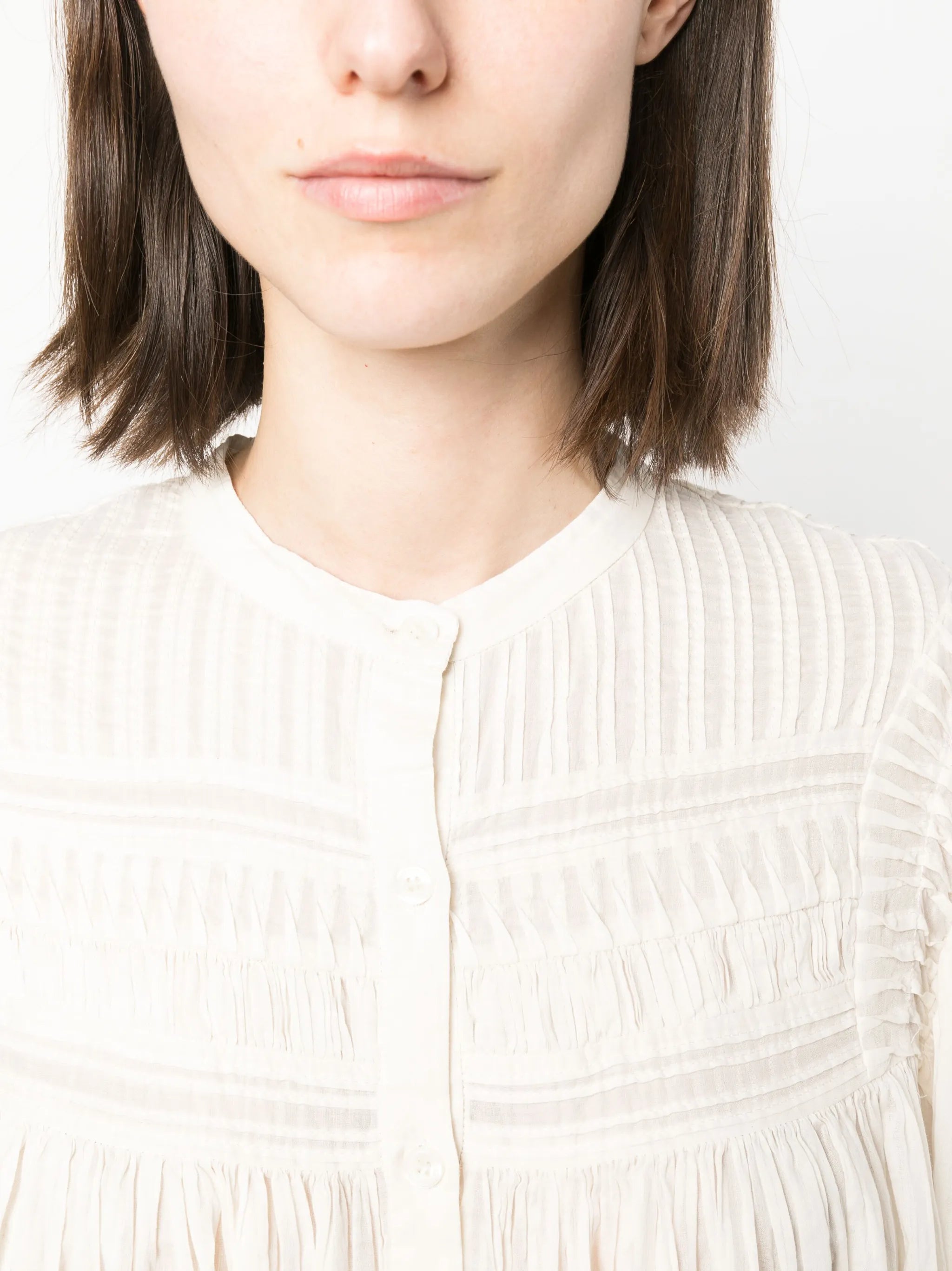 wide-sleeved ruched blouse