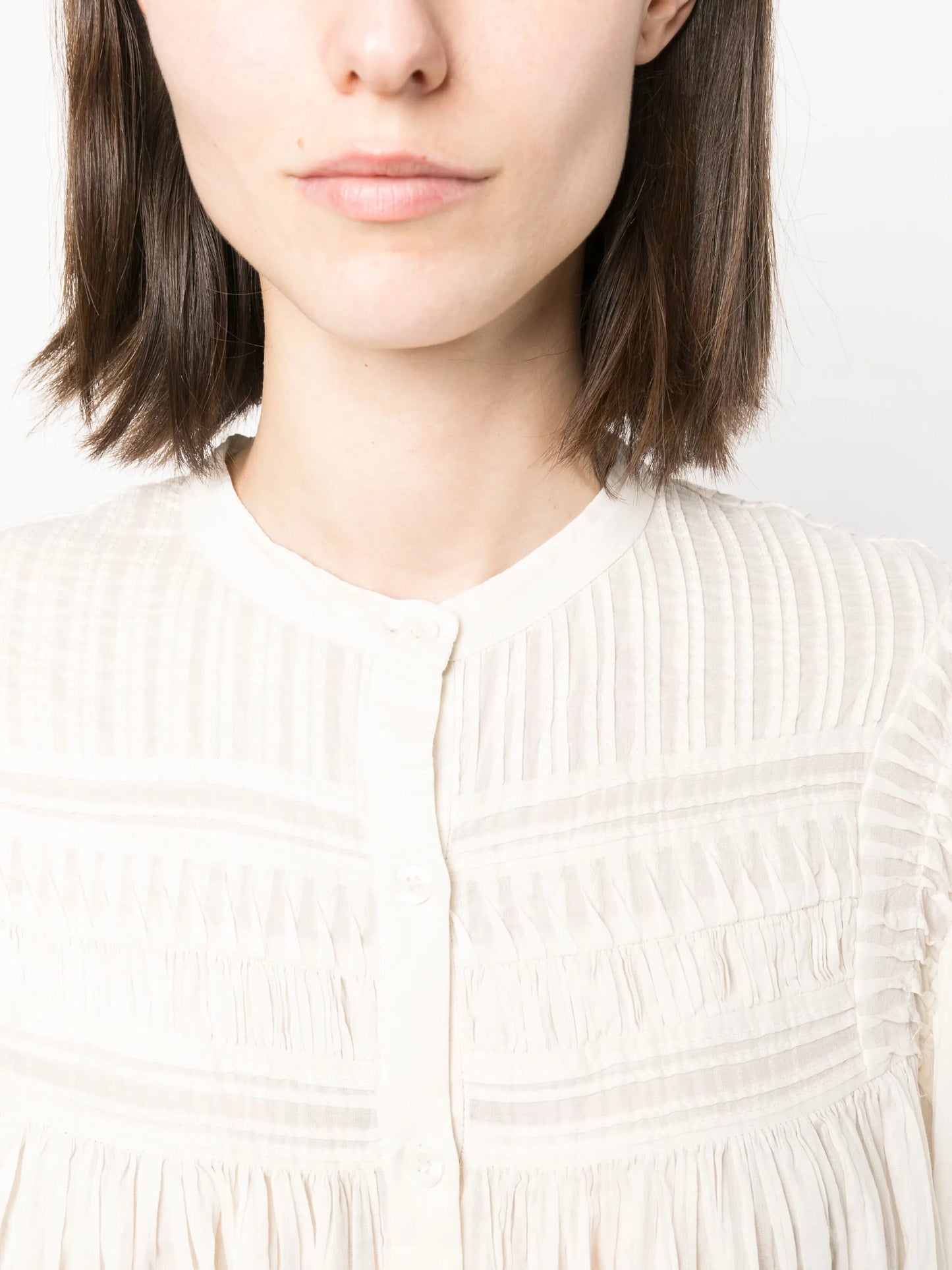 wide-sleeved ruched blouse