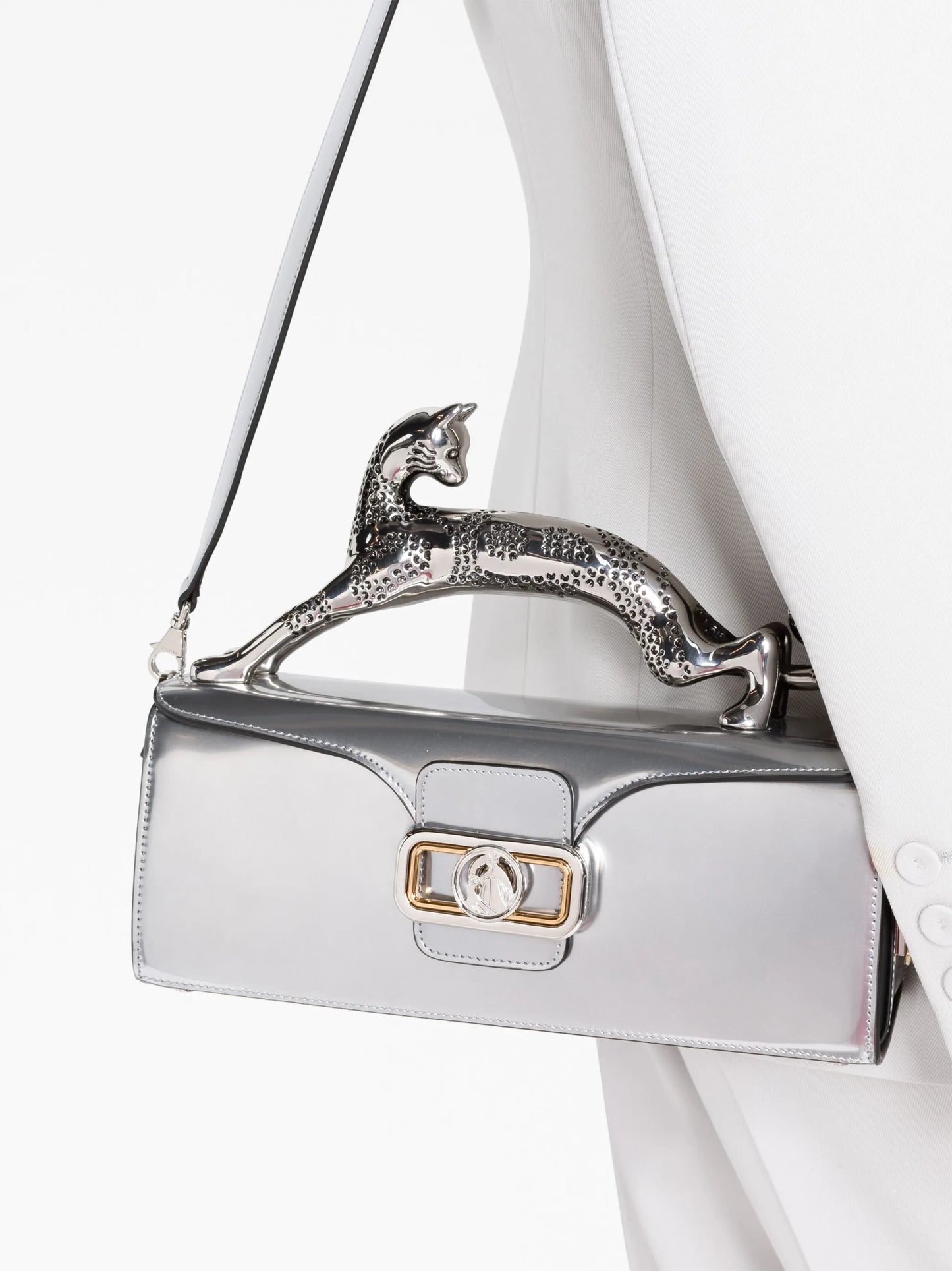Pencil Cat leather tote bag