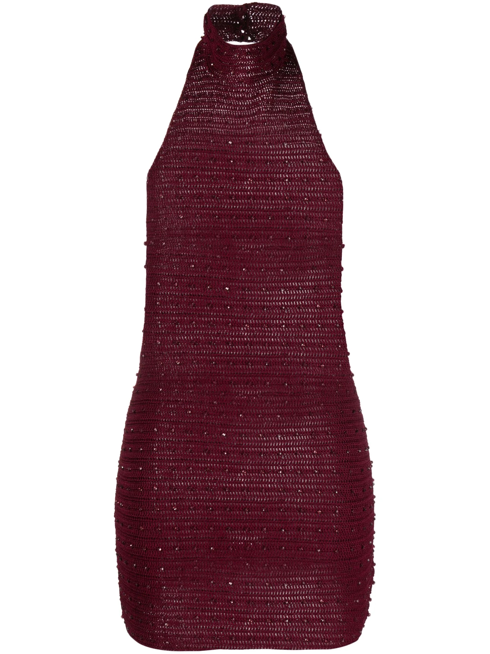 Pora crystal-embellished halterneck minidress