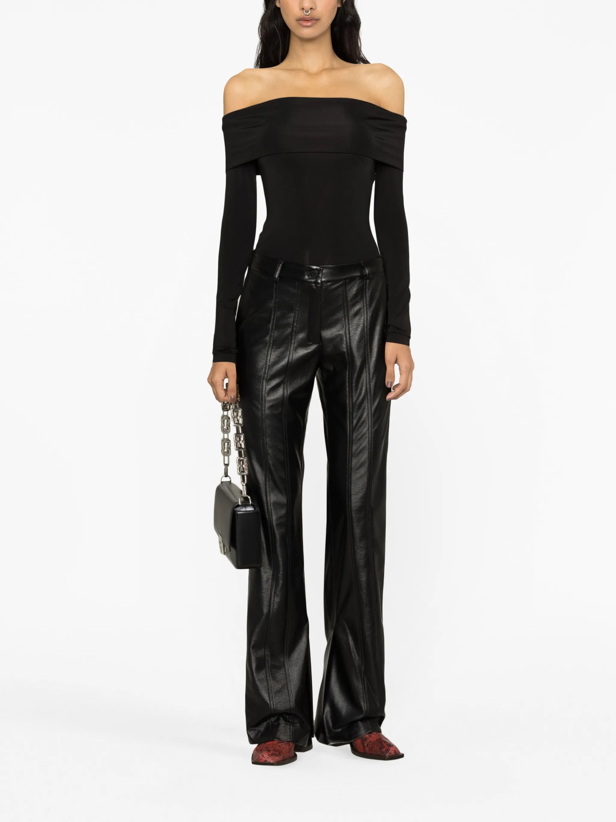 off-shoulder long-sleeve bodysuit