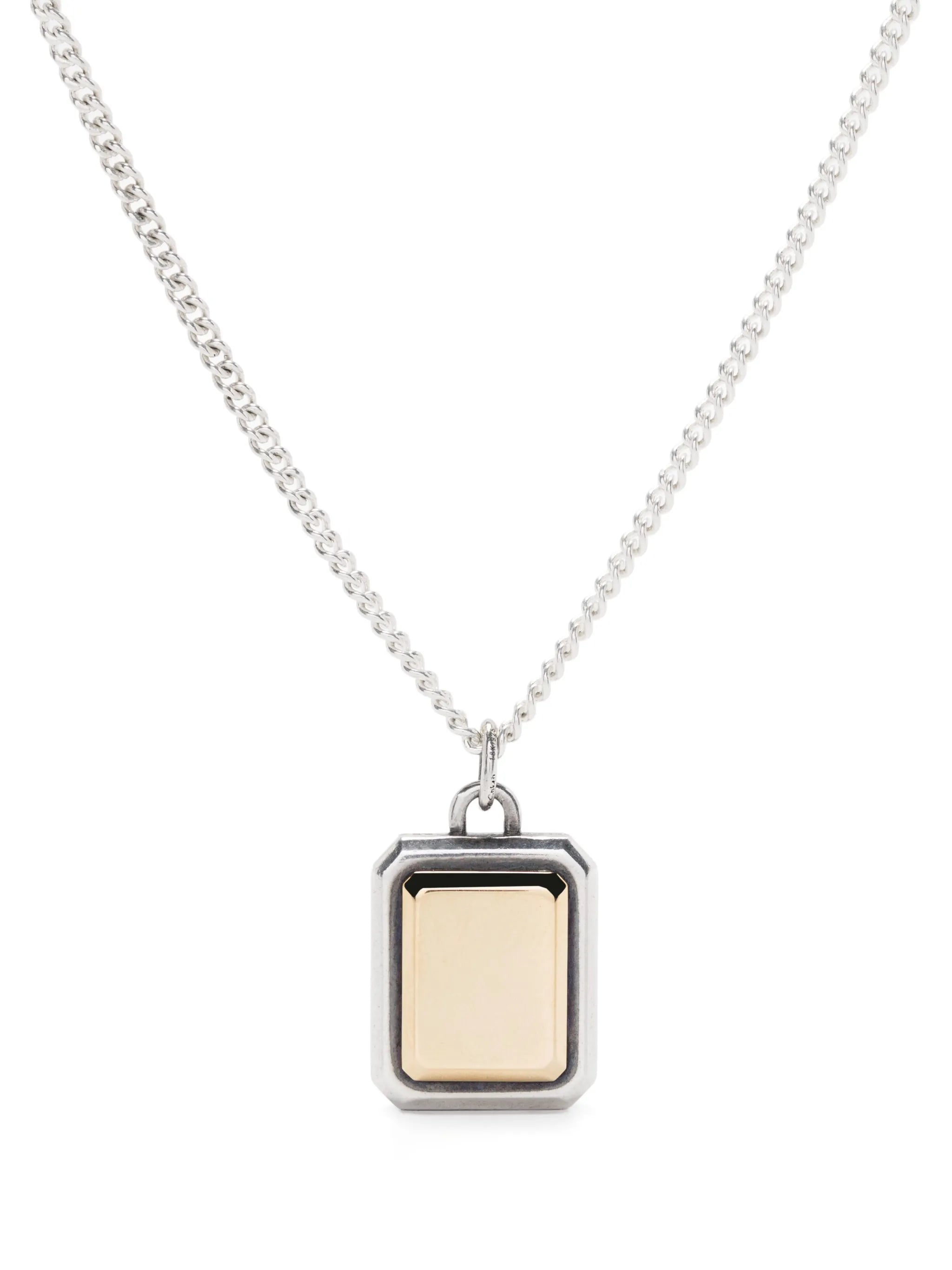18kt yellow gold and sterling silver dog-tag necklace
